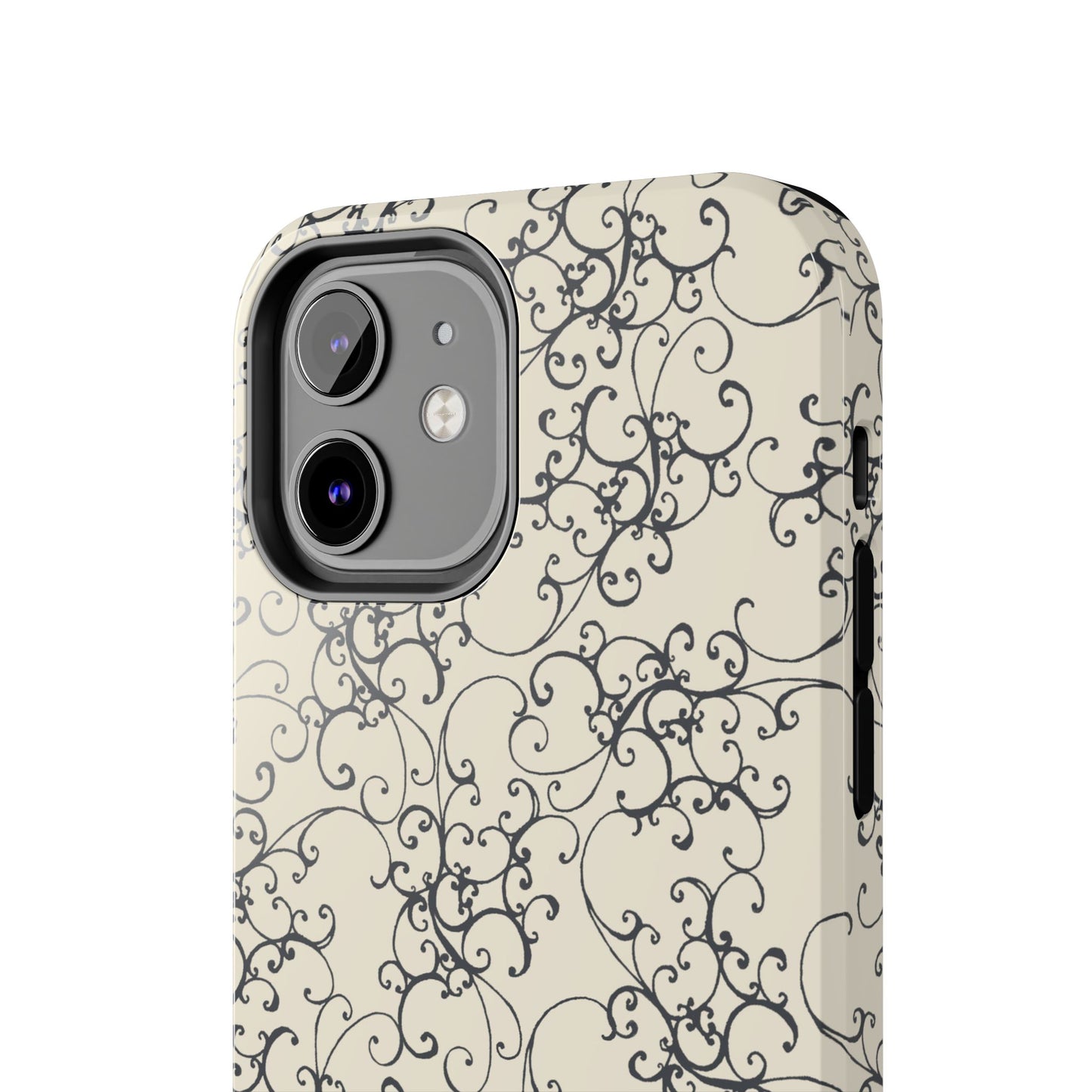 Elegant Scroll Ivory / Black Phone Case