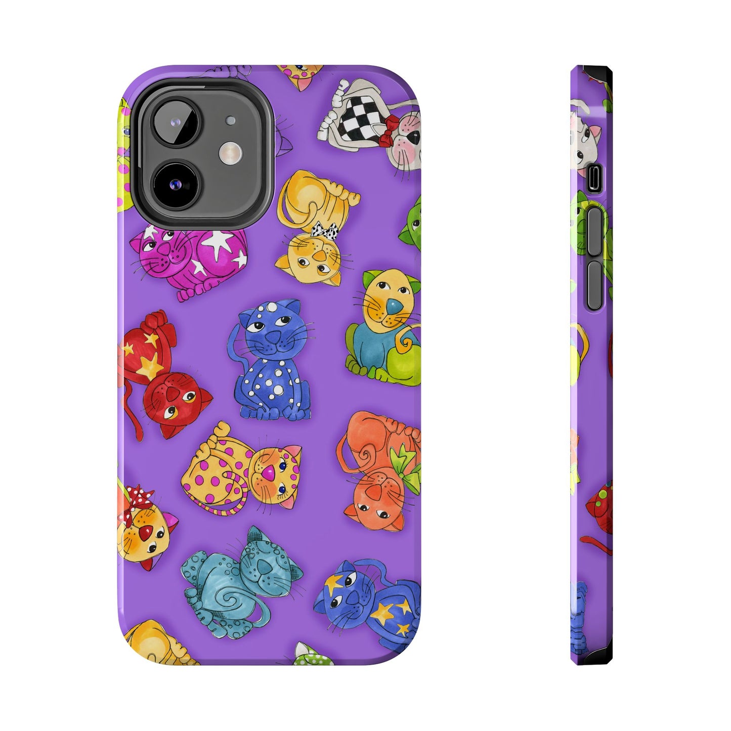 Tossed Happy Cats Purple Phone Case