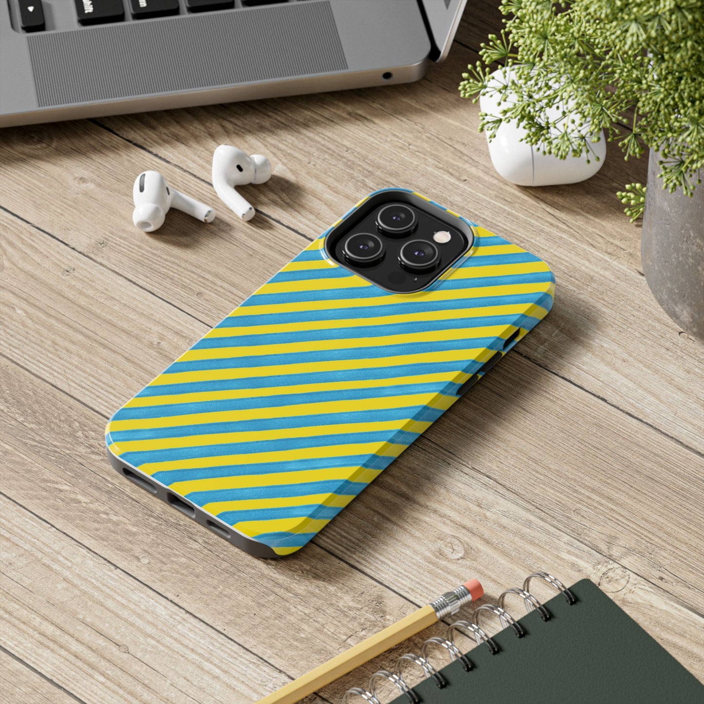 Bias Stripe Turquoise / Yellow Phone Case