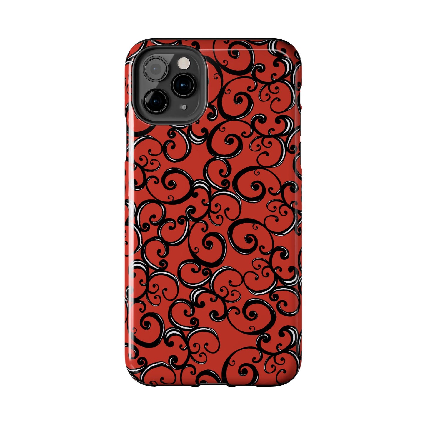 Curls Red / Black Phone Case
