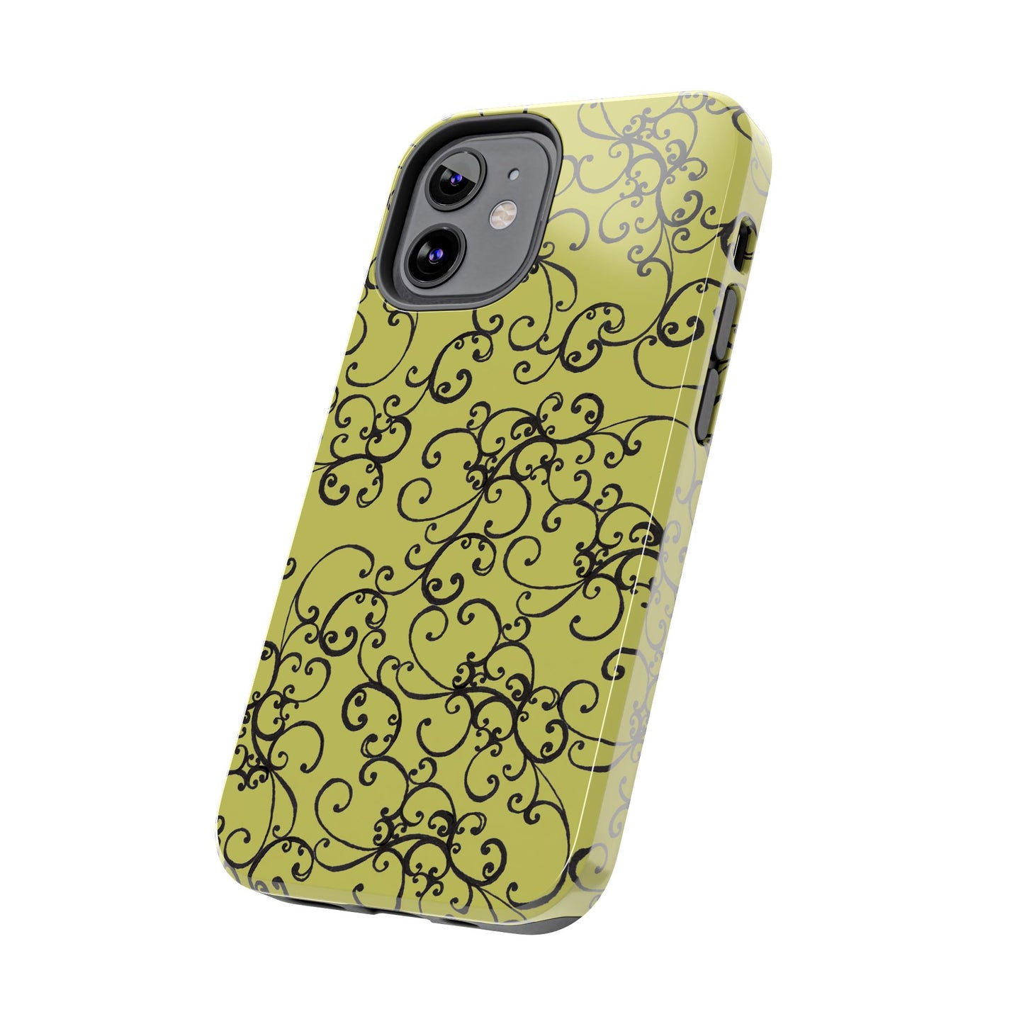 Elegant Scroll Green / Black Phone Case