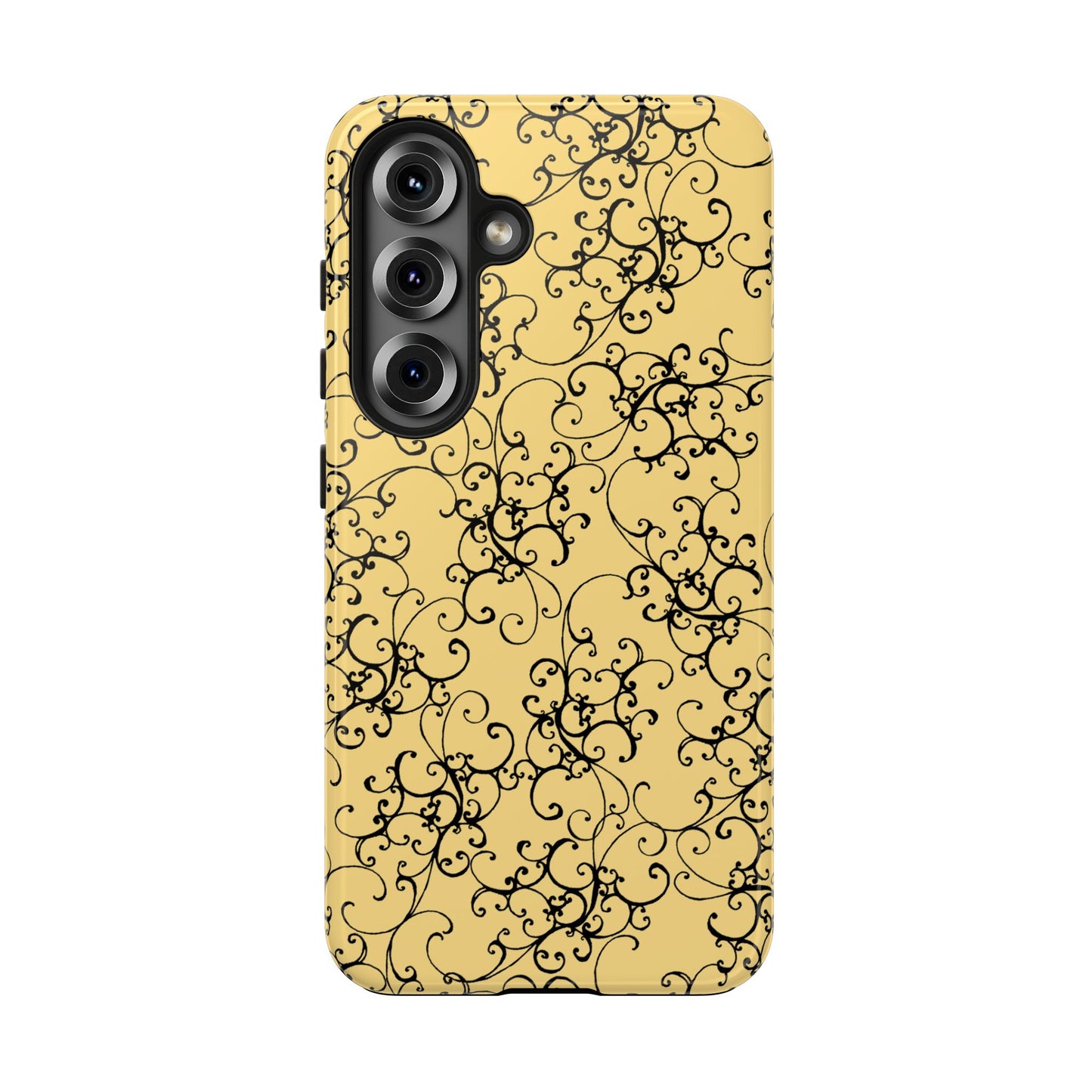 Elegant Scroll Yellow / Black Phone Case