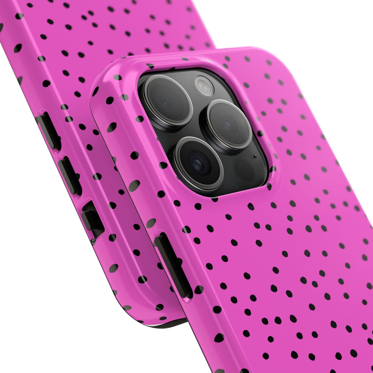 Dinky Dots Cerise / Black Phone Case