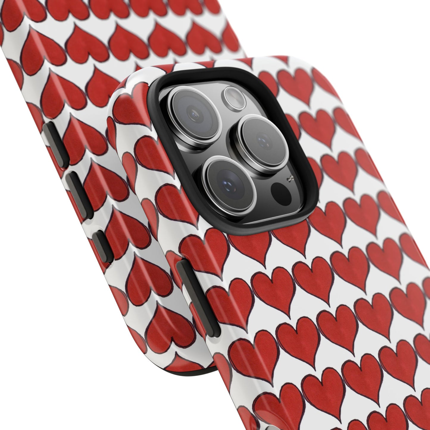 Heartbeats White / Red Phone Case