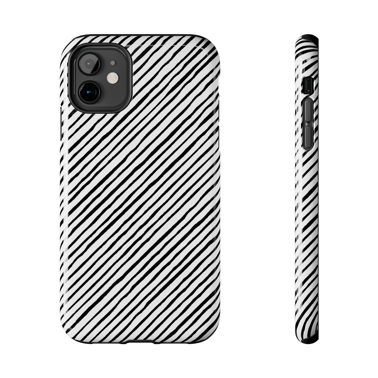 Quirky Bias Stripe White / Black Phone Case