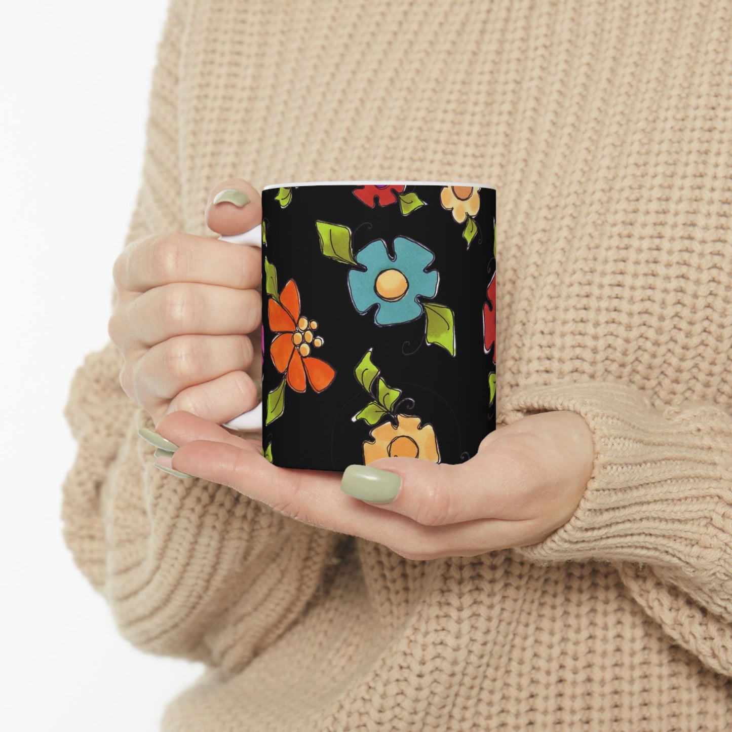 Dog Blooms Black Cup