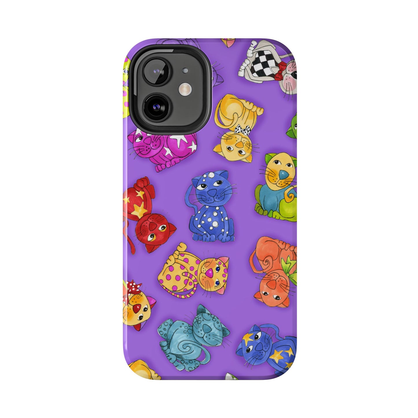 Tossed Happy Cats Purple Phone Case