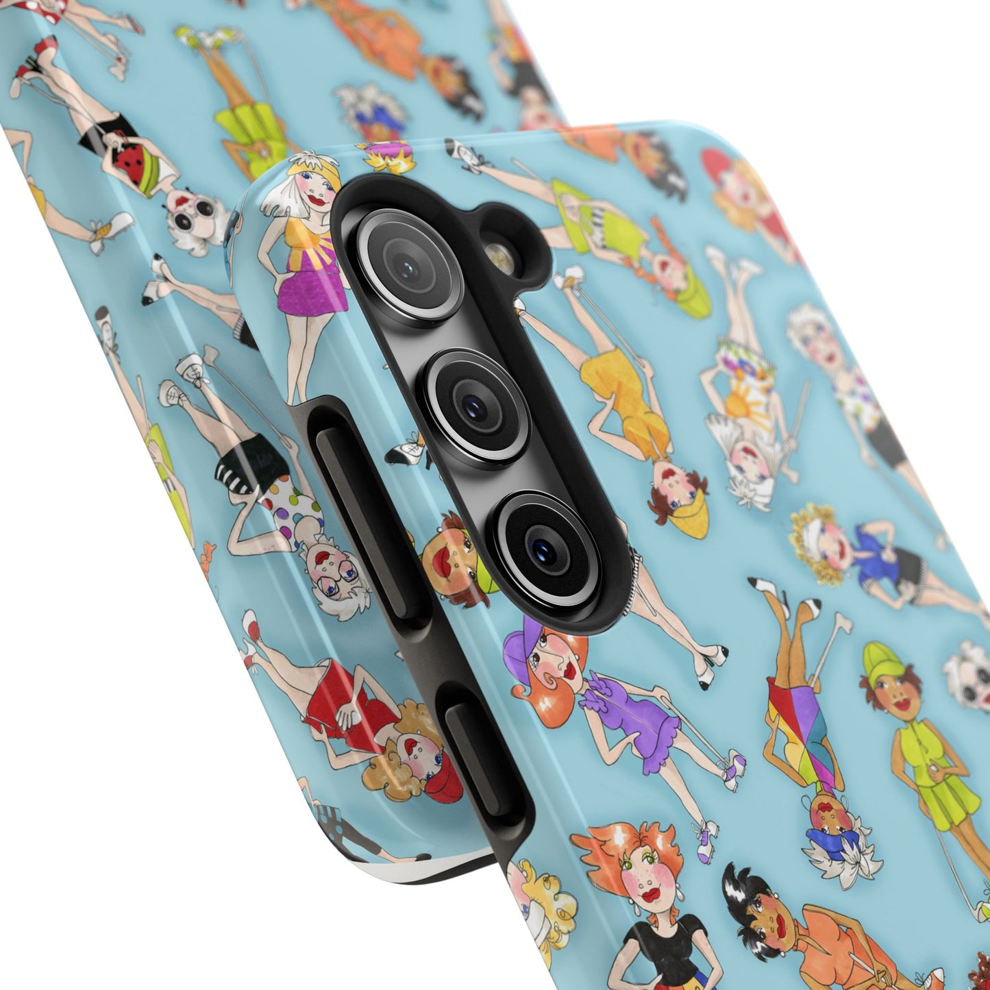 Tossed Golfer Girls Turquoise Phone Case