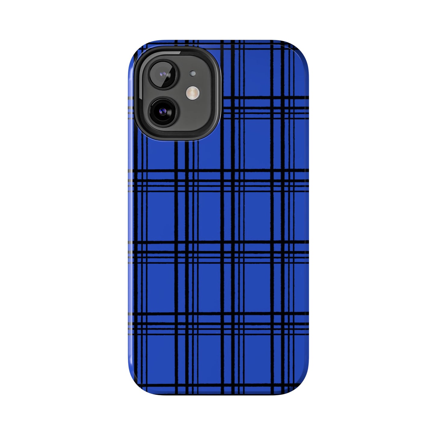 Glad Plaid Blue / Black Phone Case