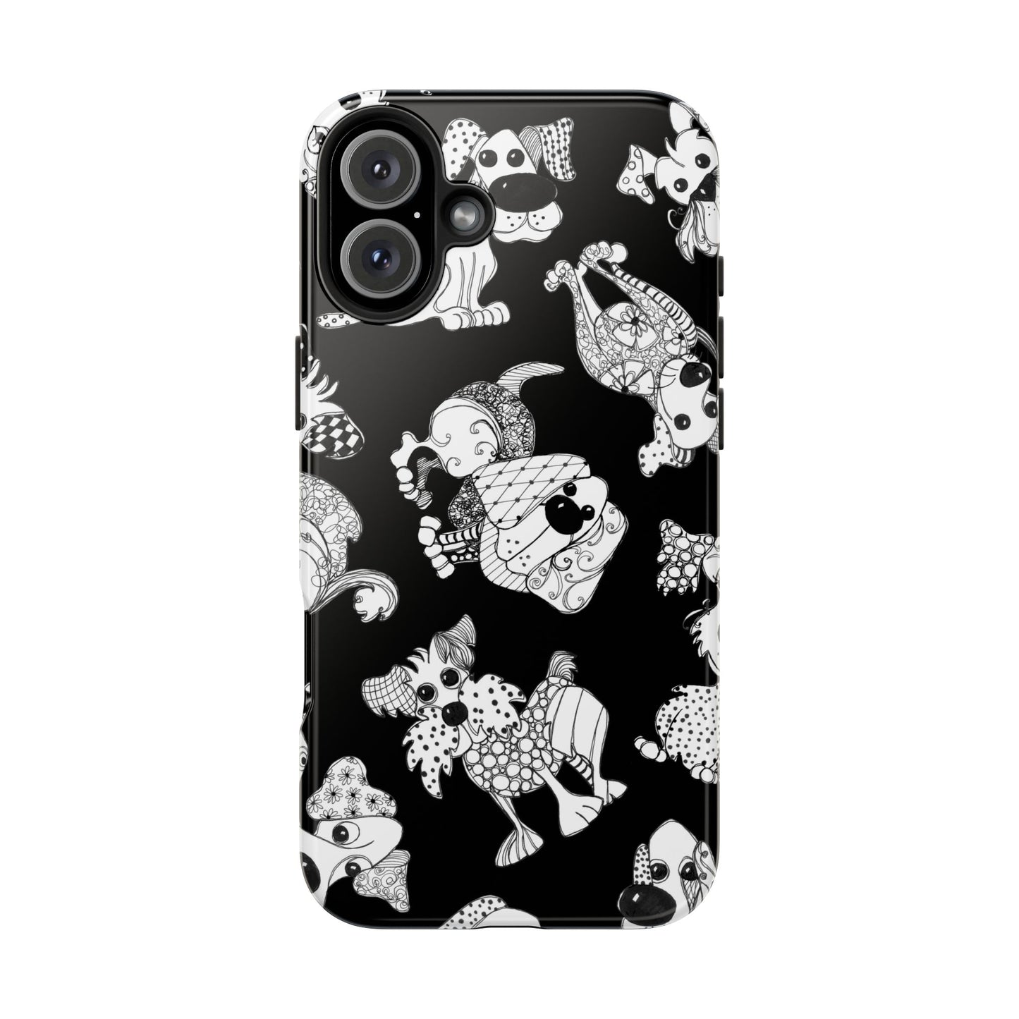 Doodle Dogs Black Phone Case