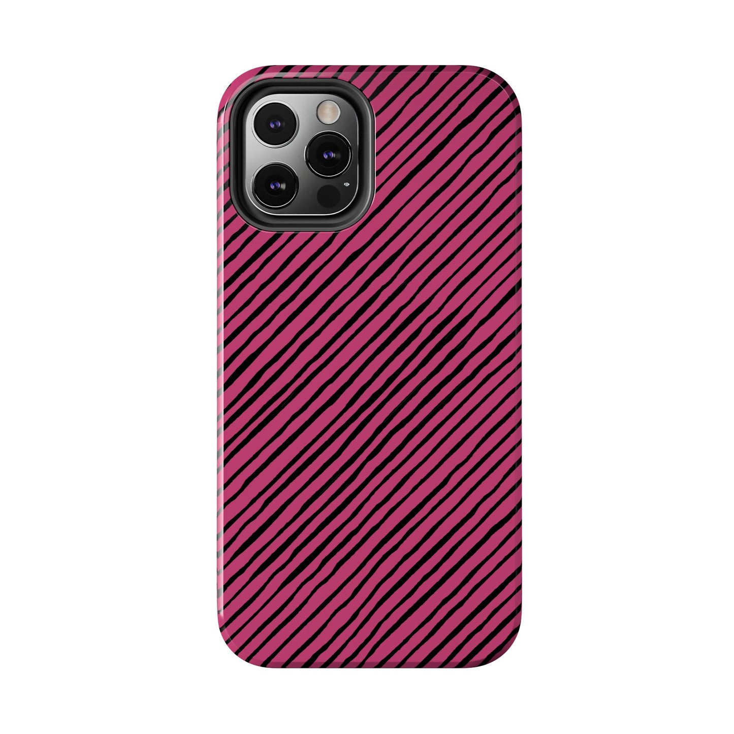 Quirky Bias Stripe Magenta / Black Phone Case
