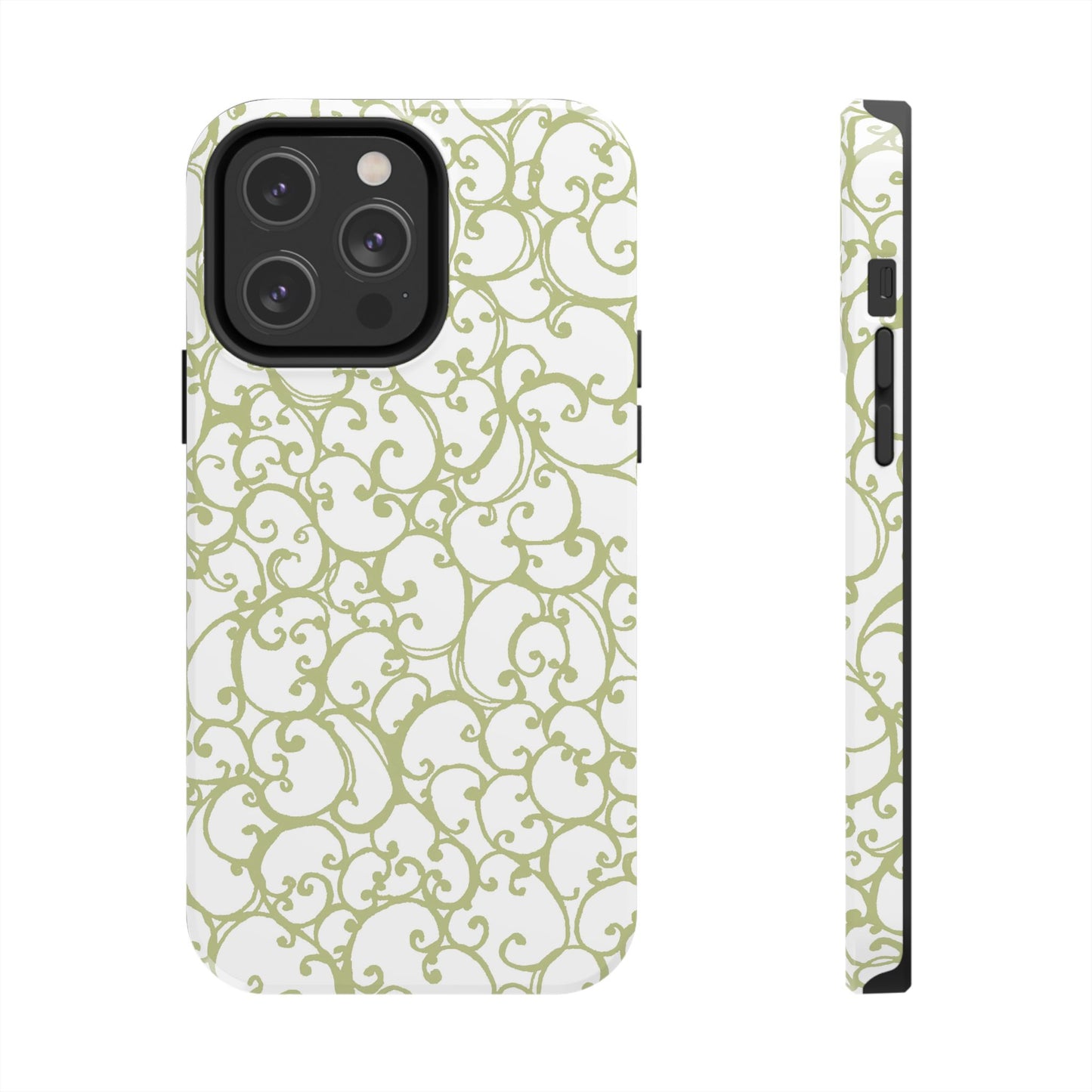 Scrollie White / Green Phone Case