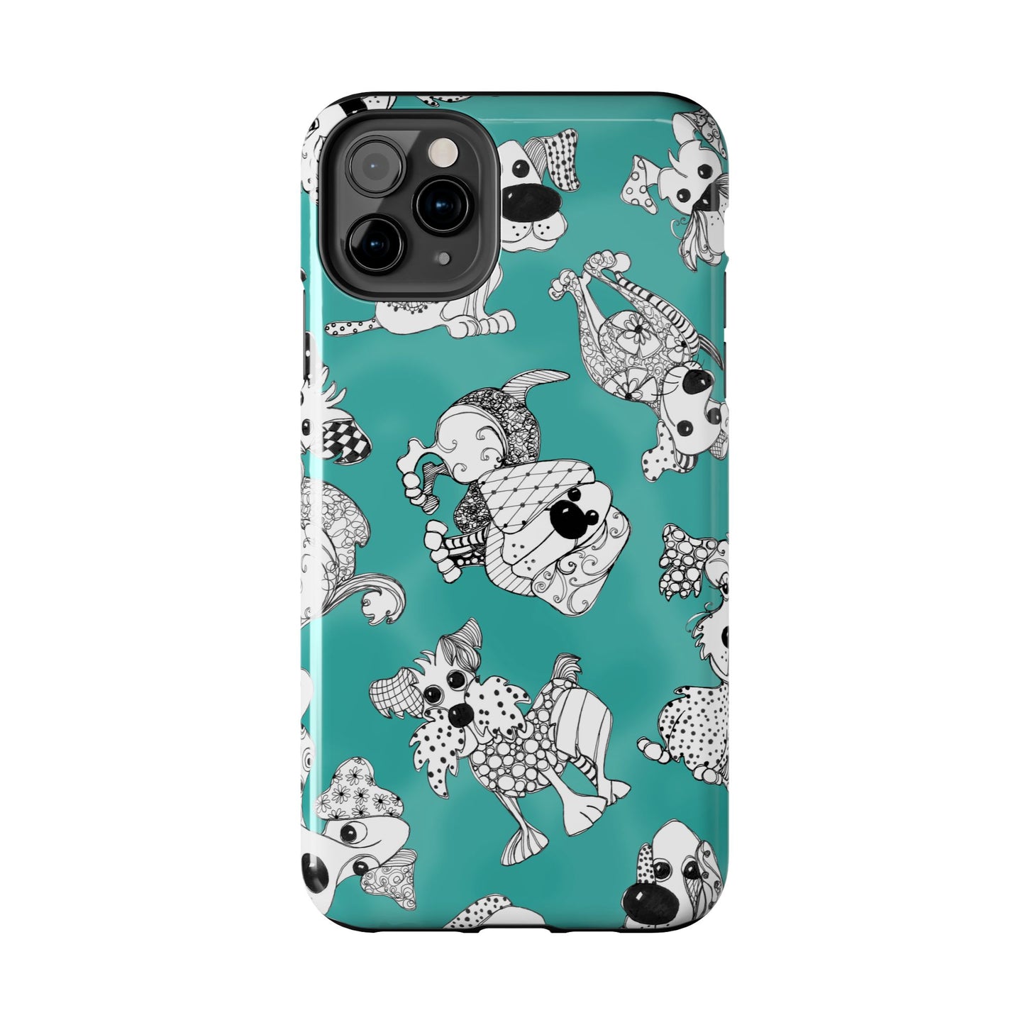 Doodle Dogs Turquoise Phone Case