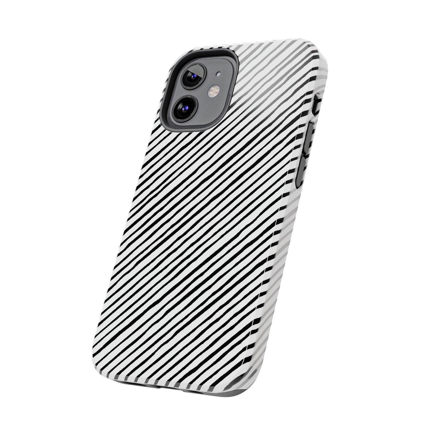 Quirky Bias Stripe White / Black Phone Case