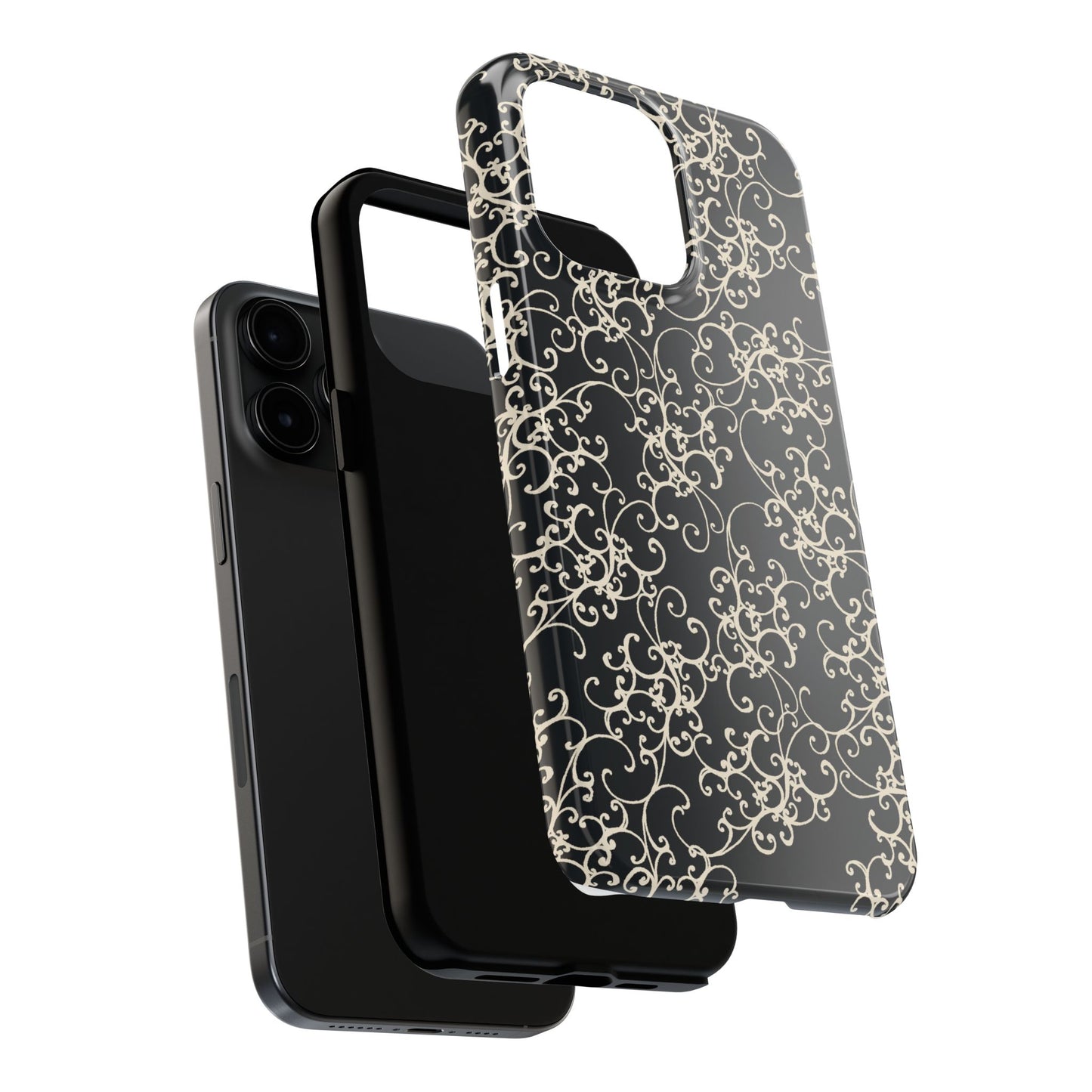 Elegant Scroll Black / Ivory Phone Case