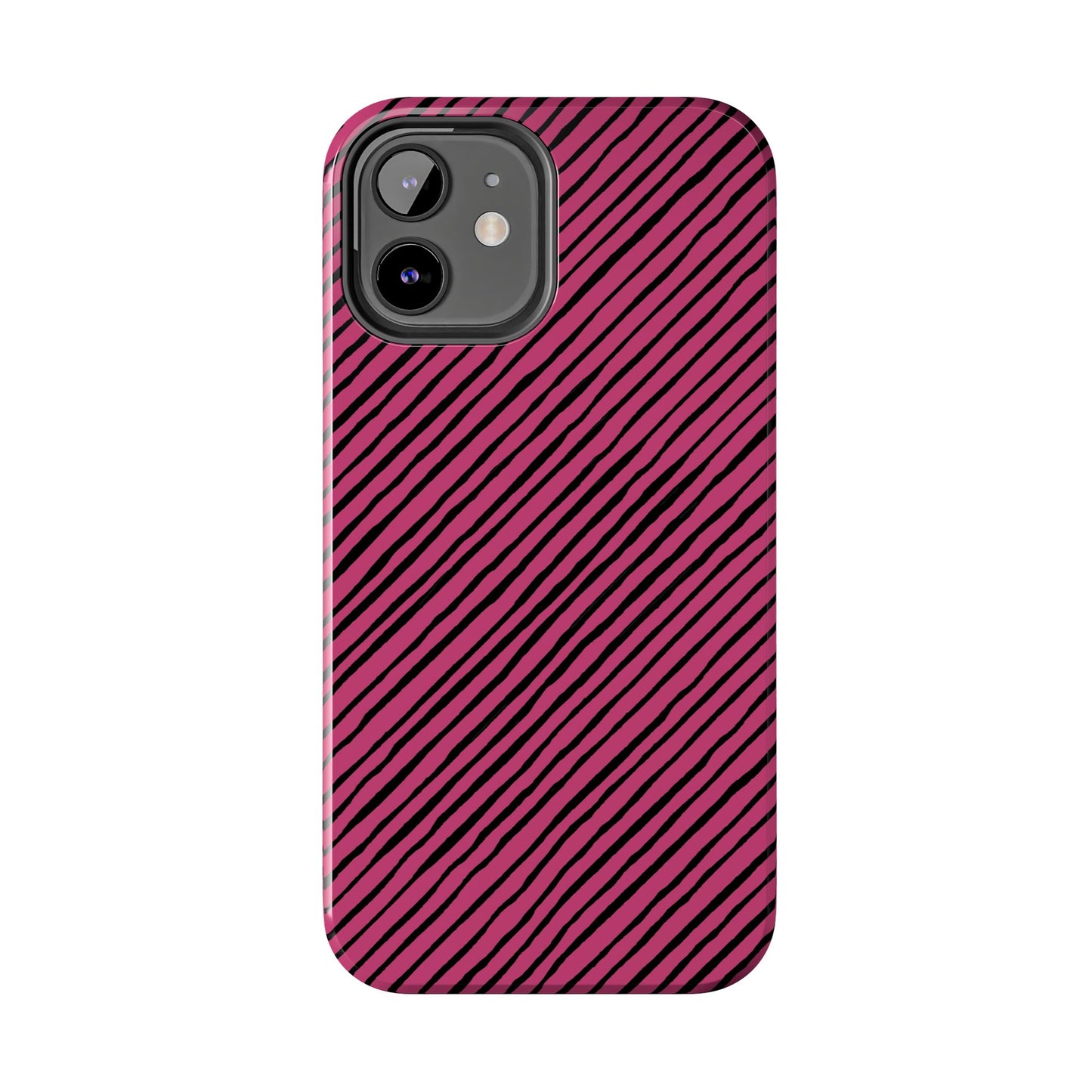 Quirky Bias Stripe Magenta / Black Phone Case