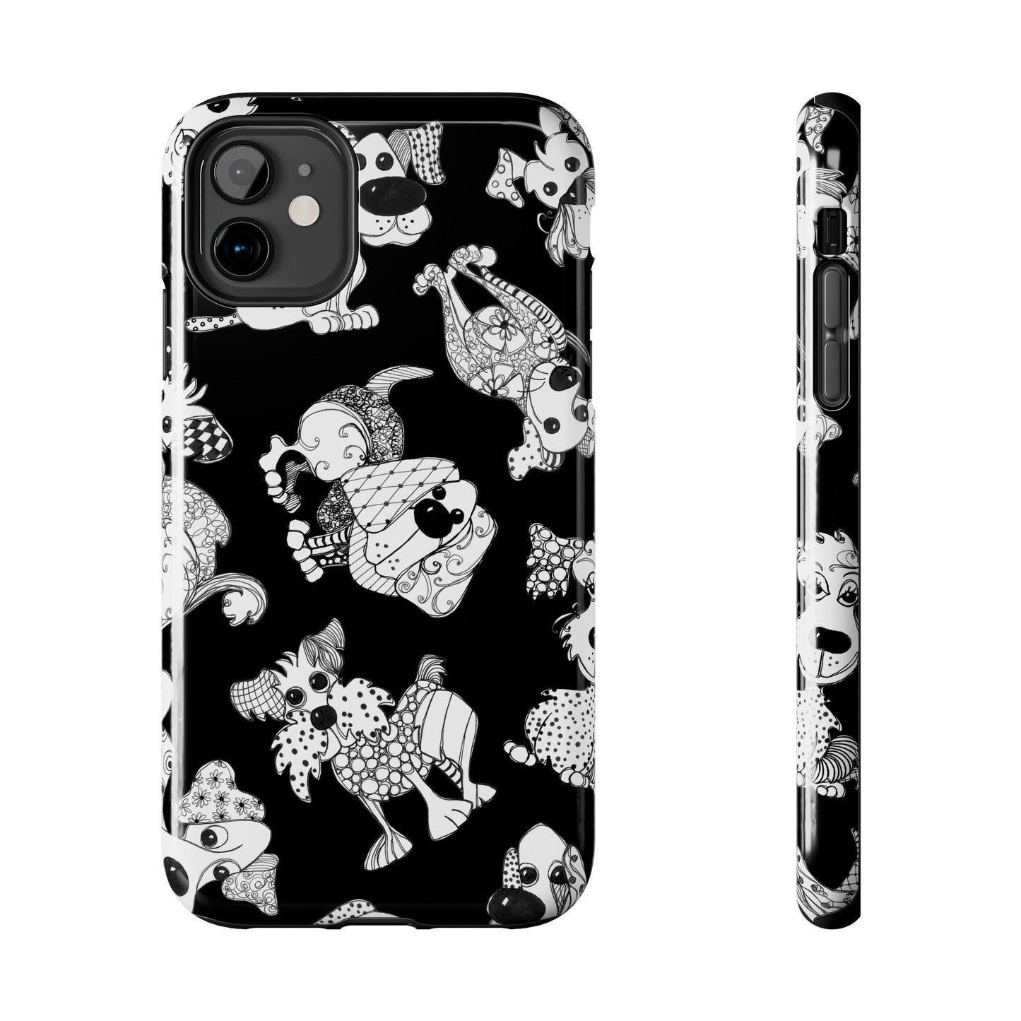 Doodle Dogs Black Phone Case