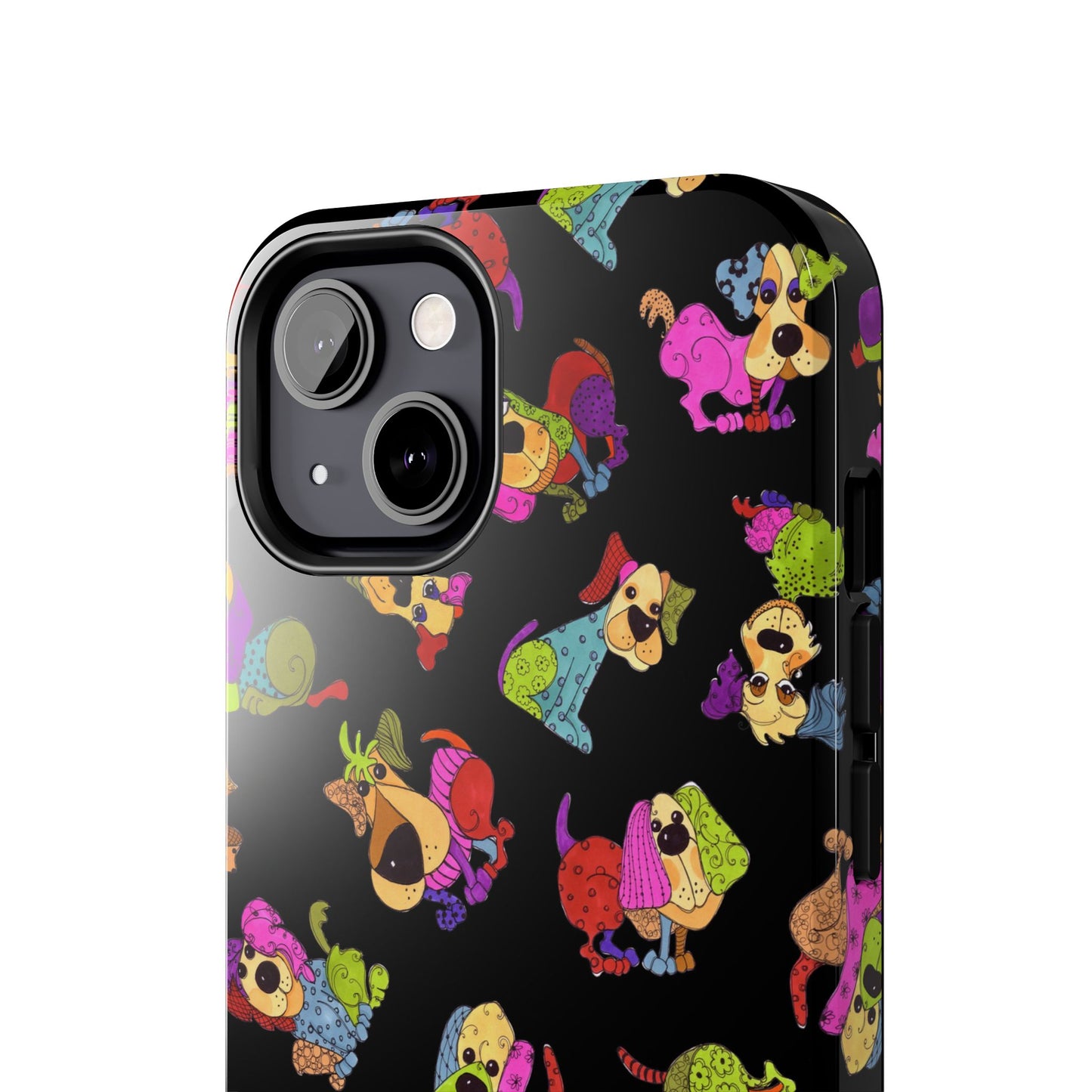 Tossed Happy Dogs Black Phone Case