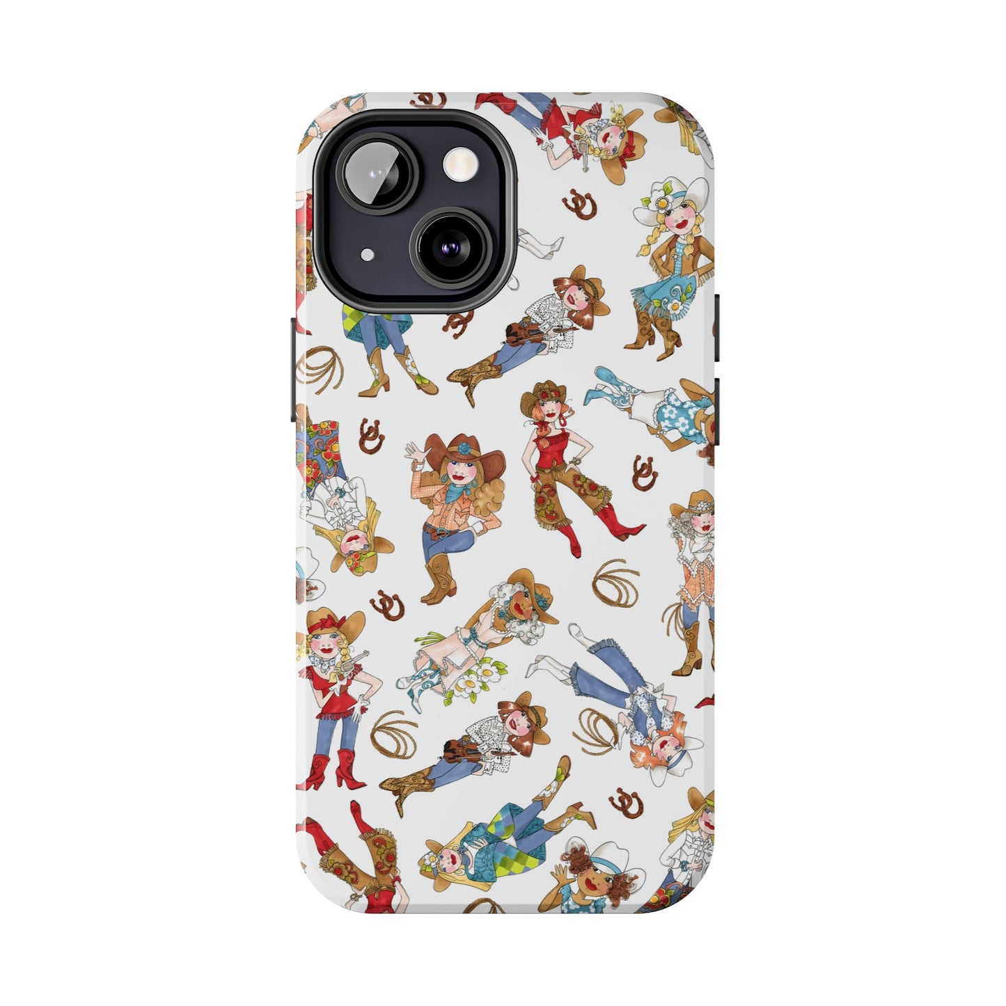 Tossed Cowgirls White Phone Case