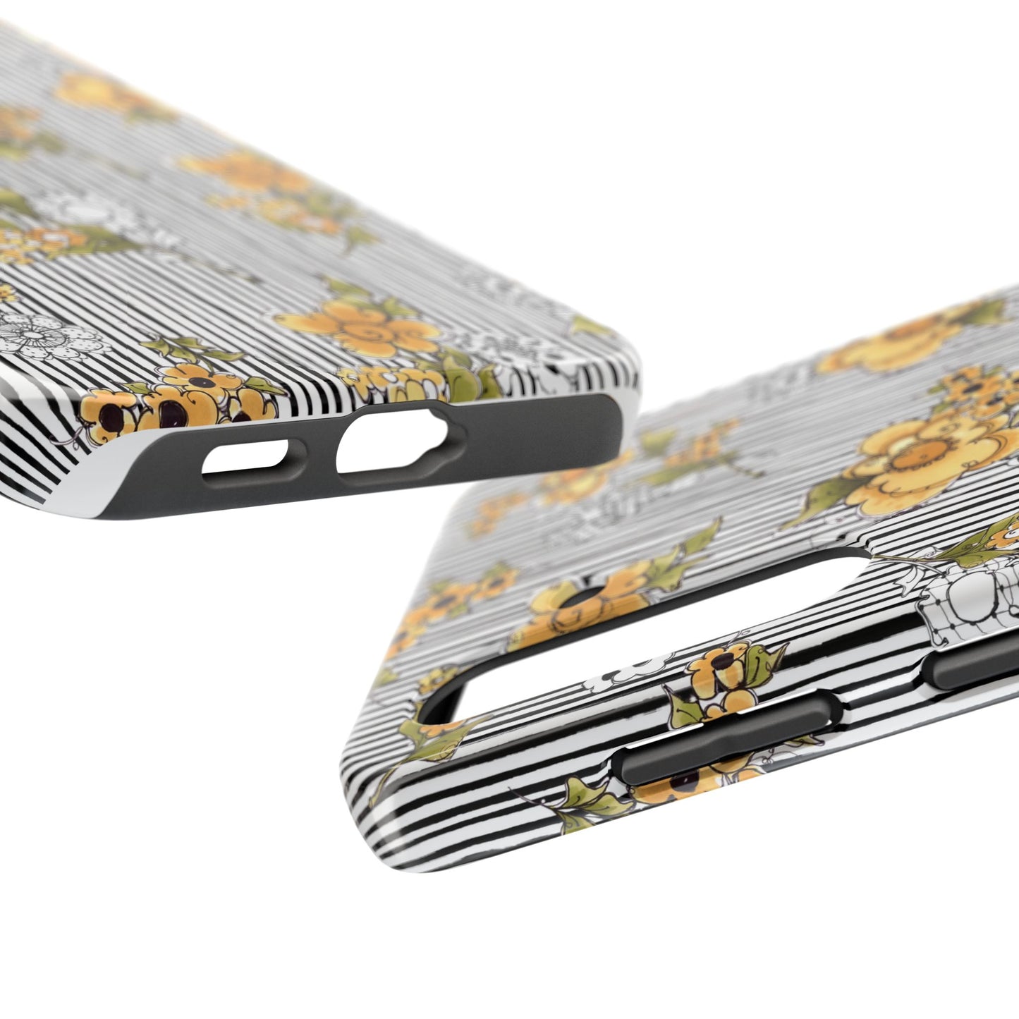 Bee Floral White / Black Phone Case