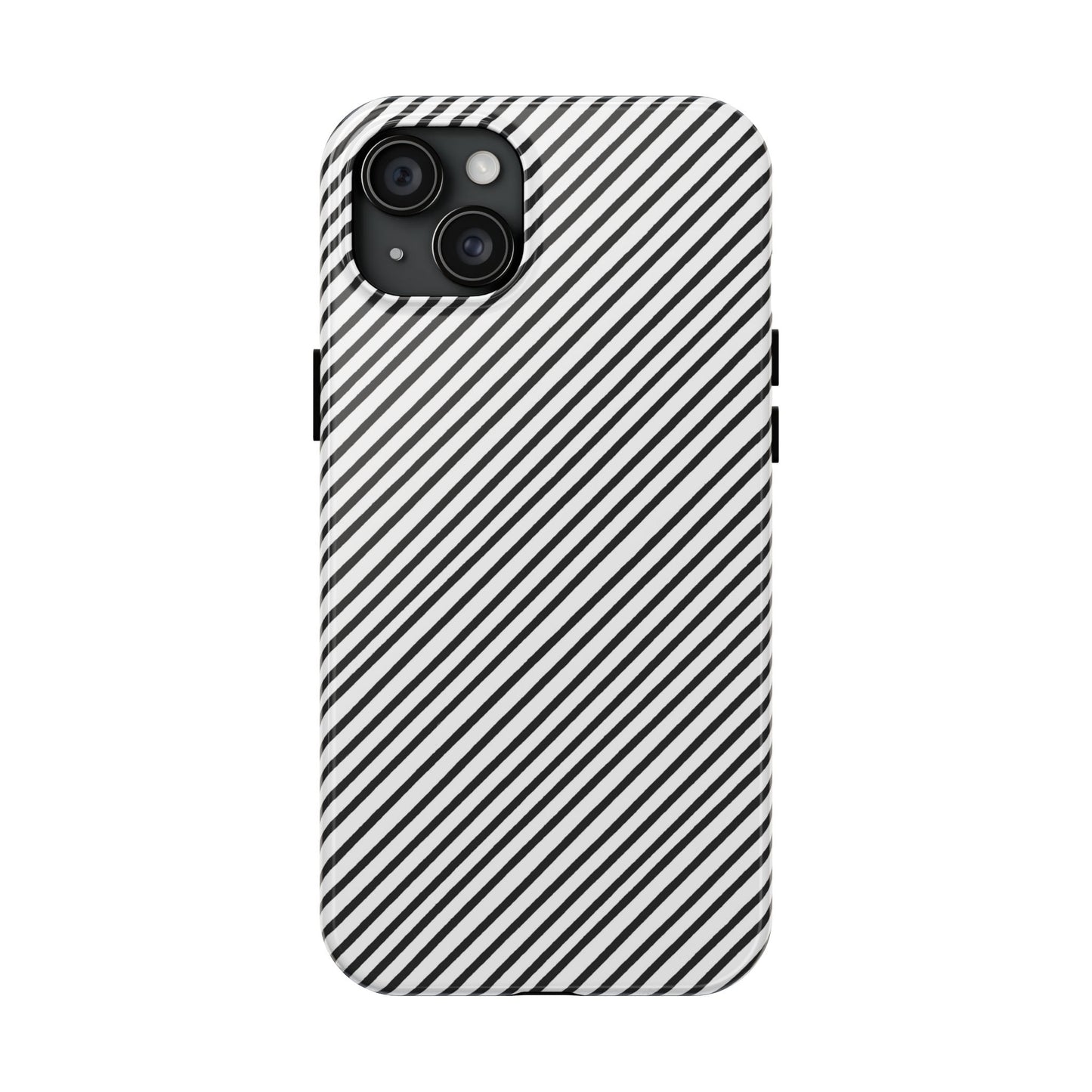 Diagonal Stripe White / Black Phone Case