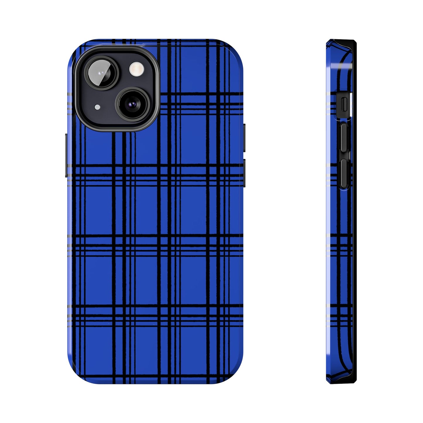 Glad Plaid Blue / Black Phone Case