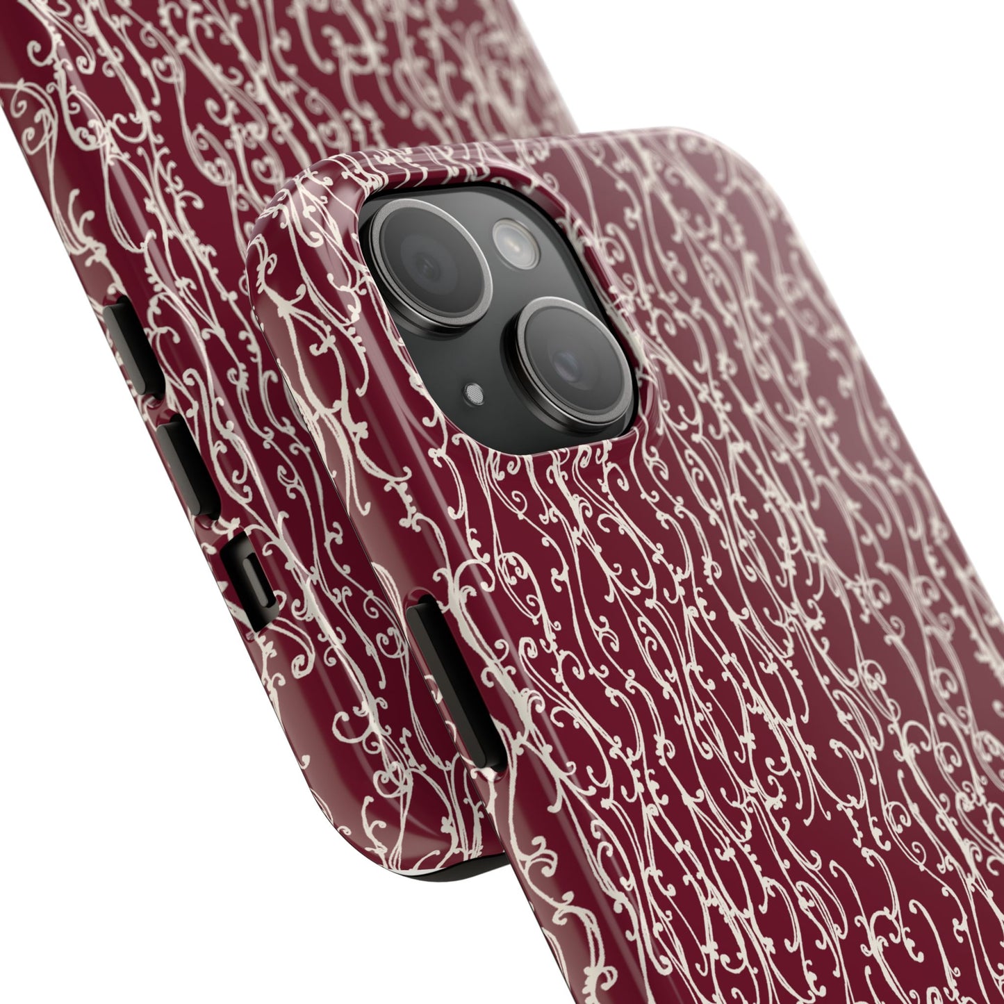 Swan Scroll Red / White Phone Case