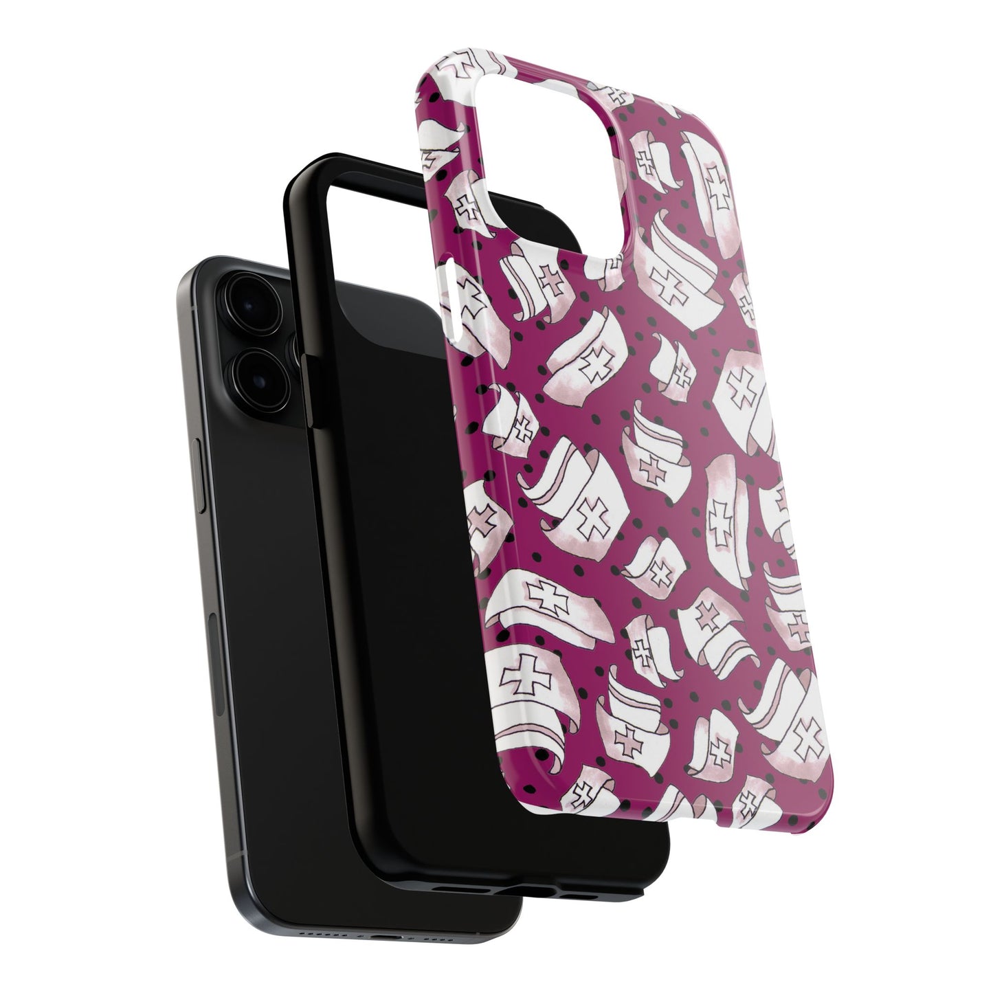 Med Hats Burgundy / Black Phone Case