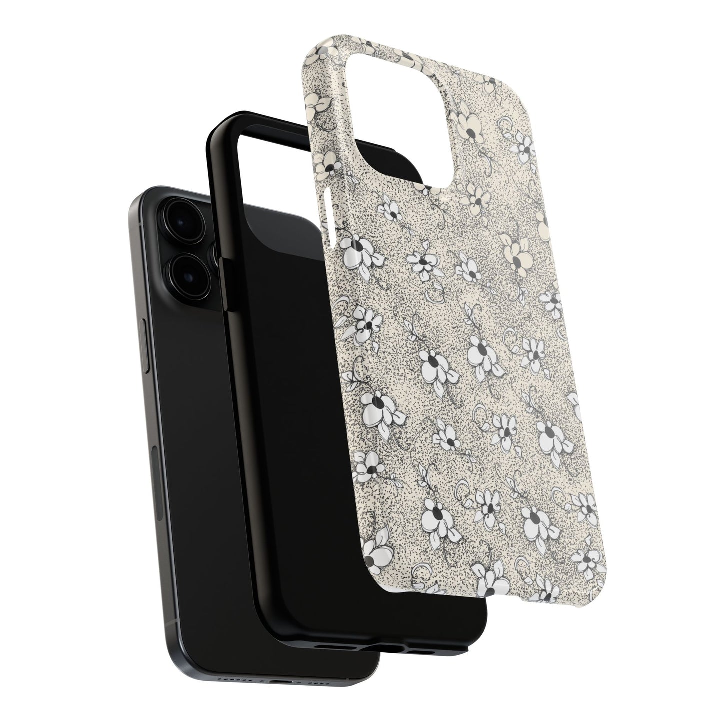 Daisy Flecks Ivory / Black Phone Case