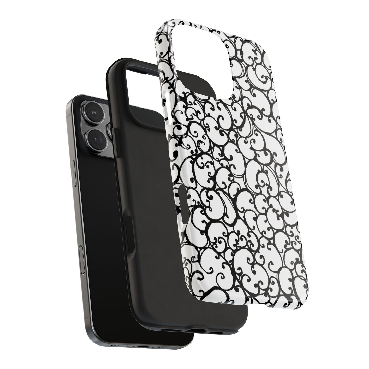 Scrollie White / Black Phone Case