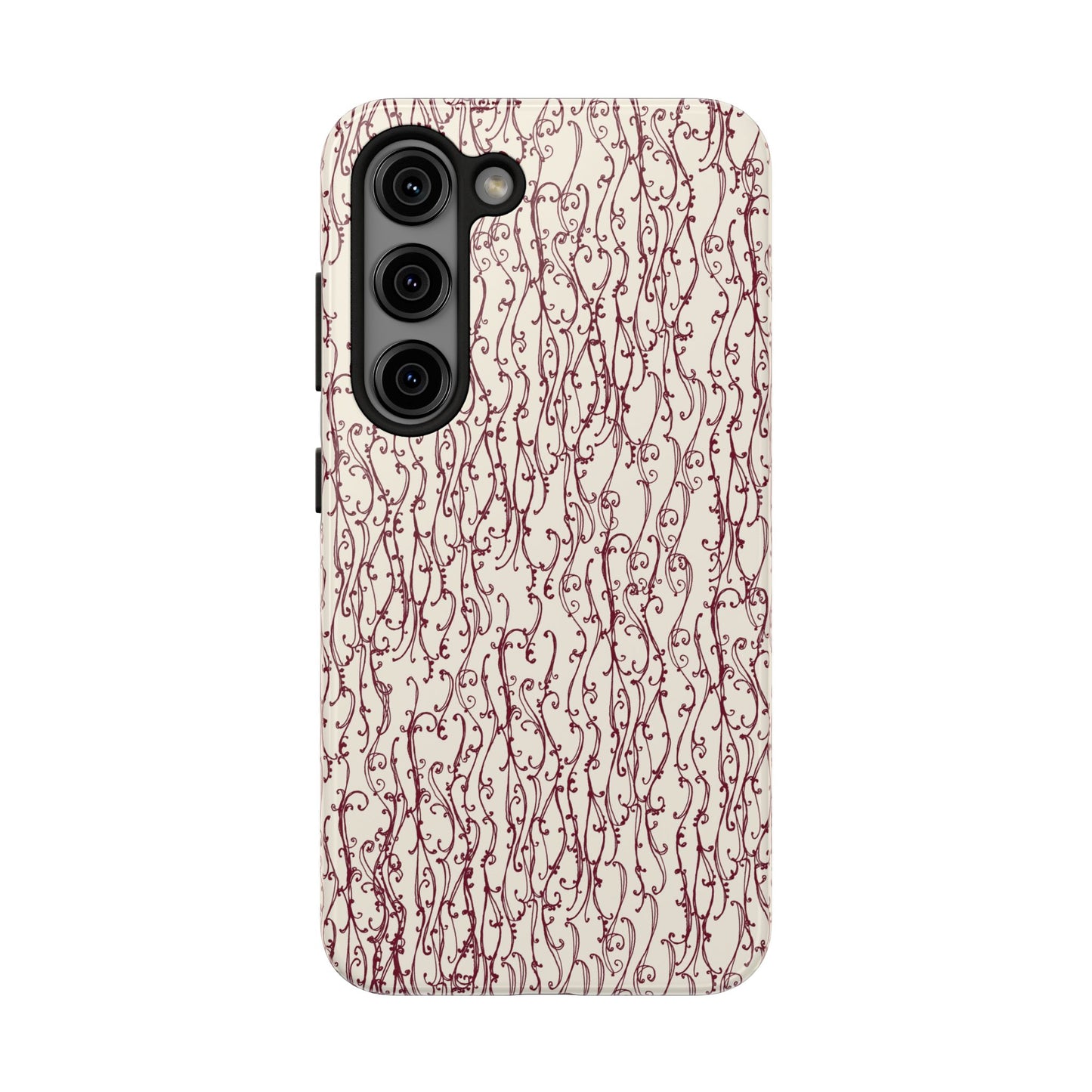 Swan Scroll Ivory / Red Phone Case