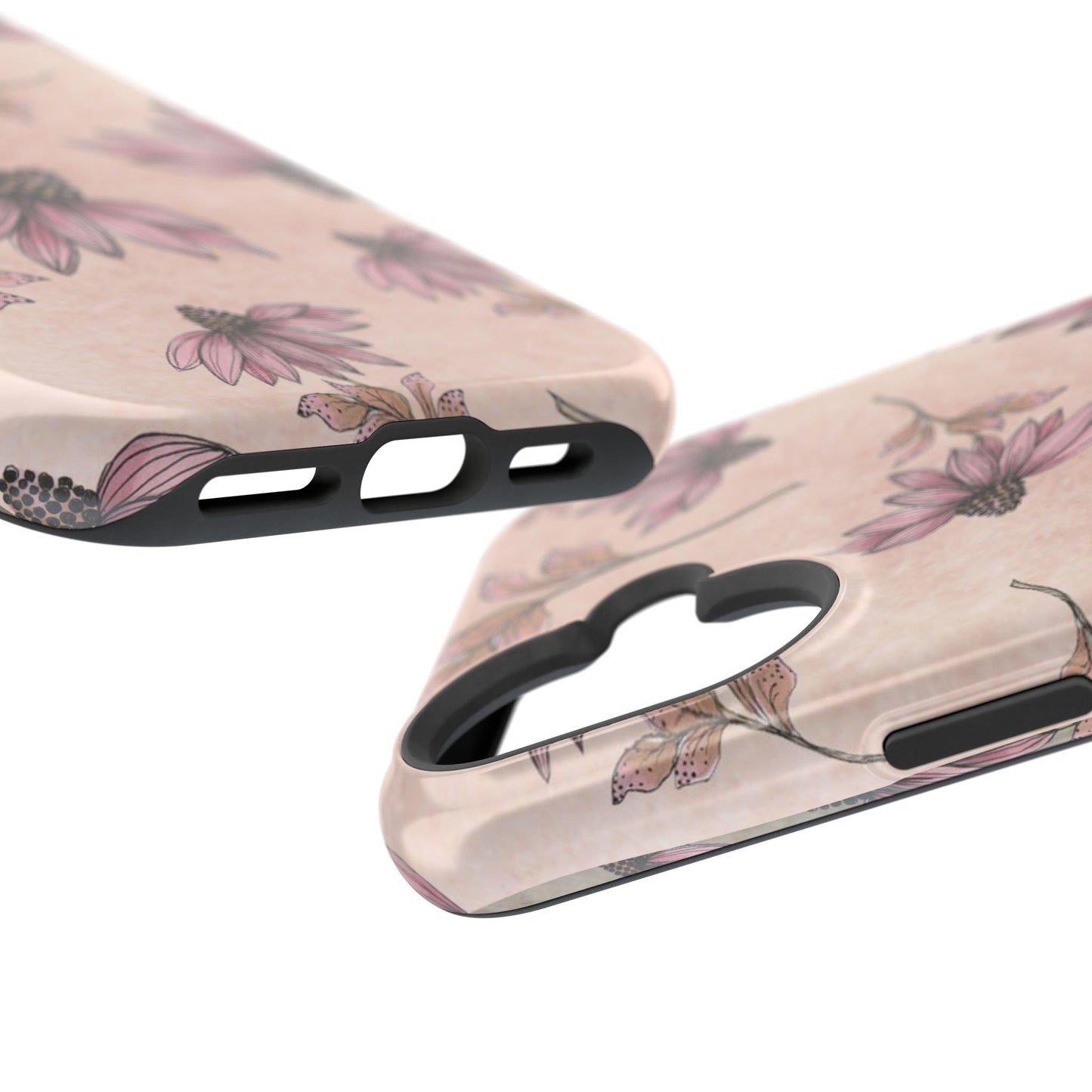 Wild Cone Flowers Pink Marble Phone Case