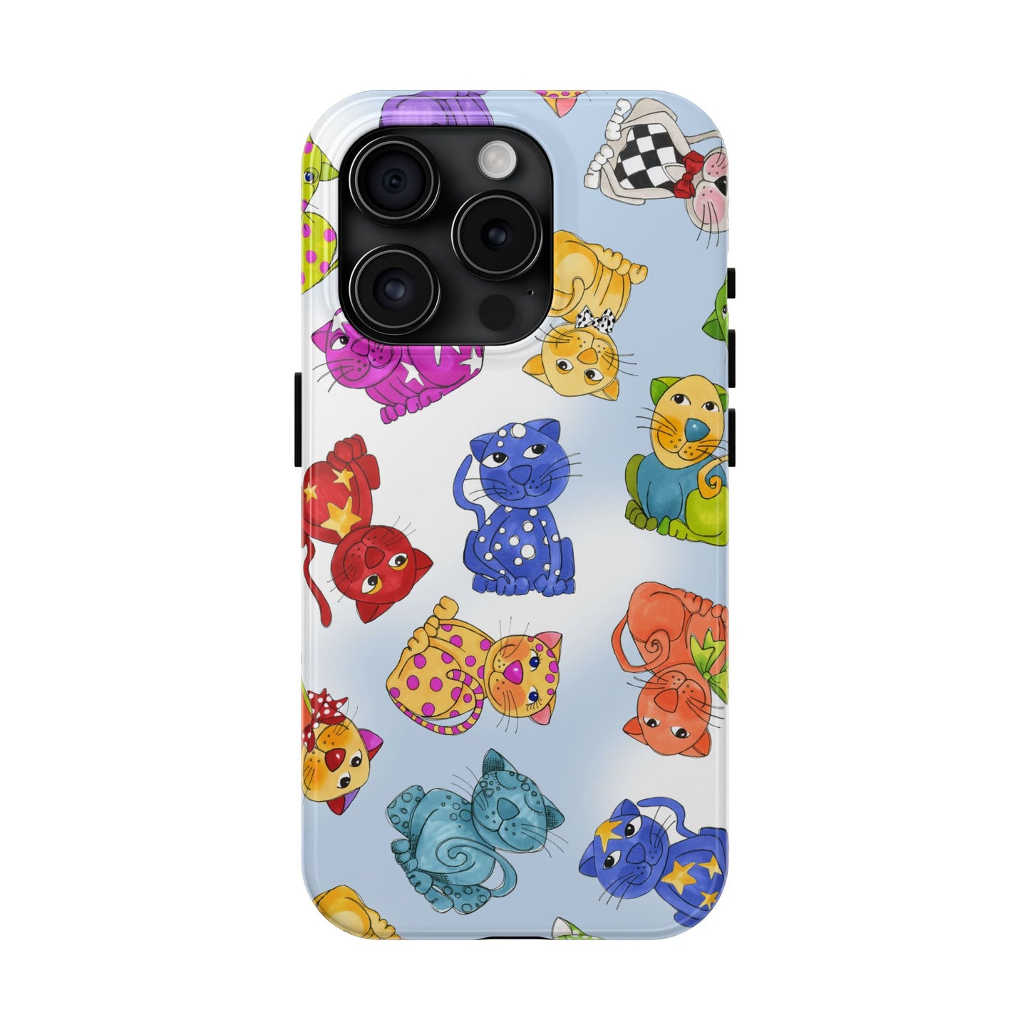 Tossed Happy Cats Blue Sky Phone Case