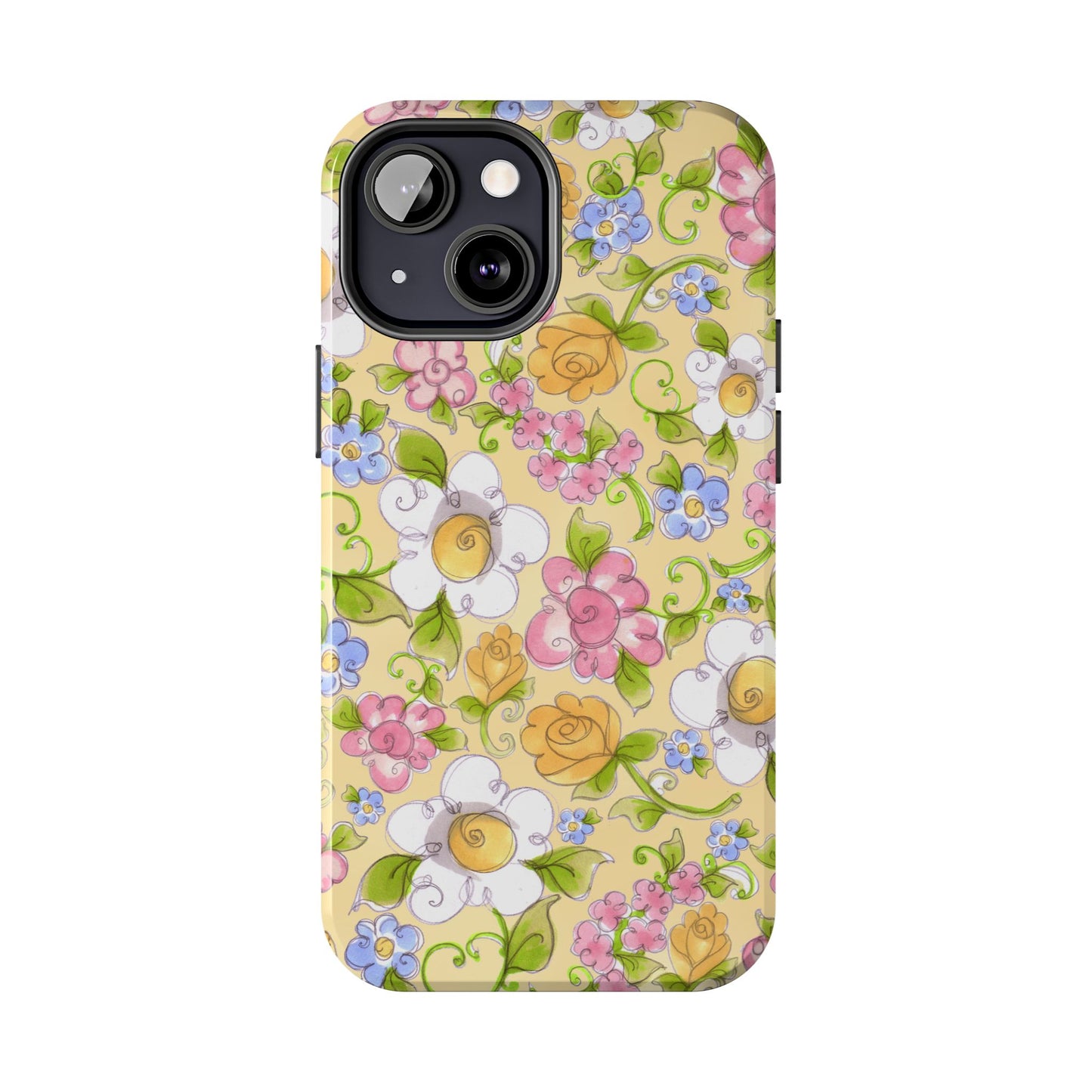 Flower Frolic Yellow Phone Case