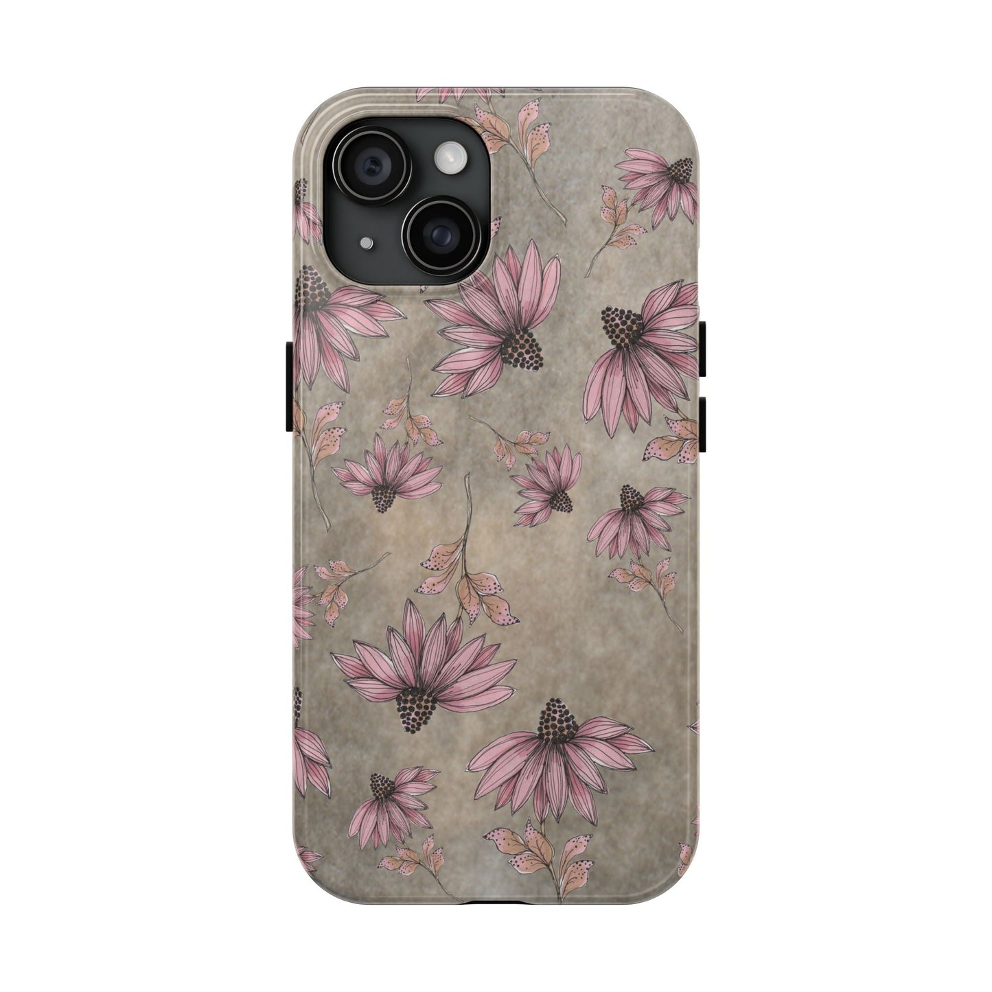 Wild Cone Flowers Taupe Marble Phone Case