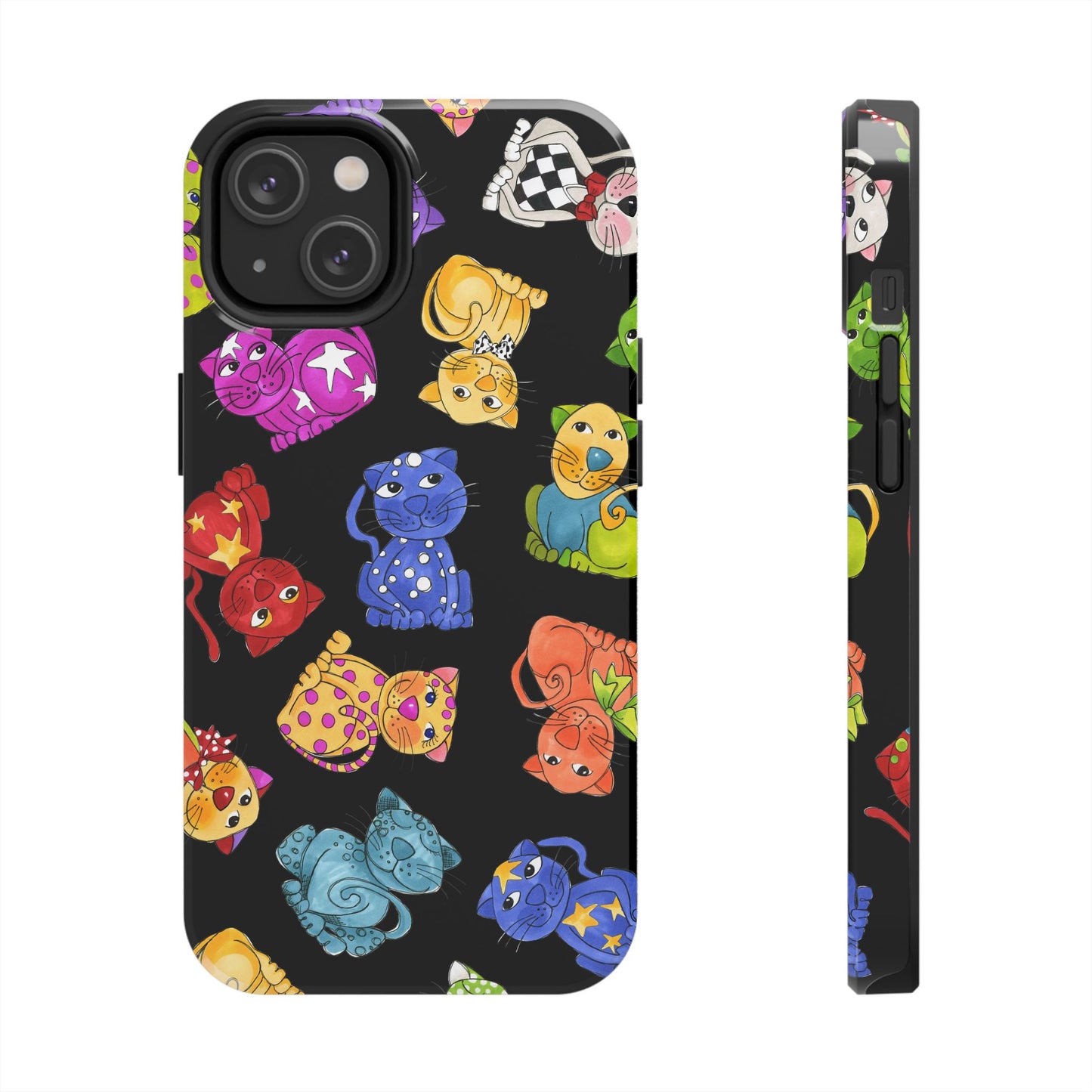 Tossed Happy Cats Black Phone Case