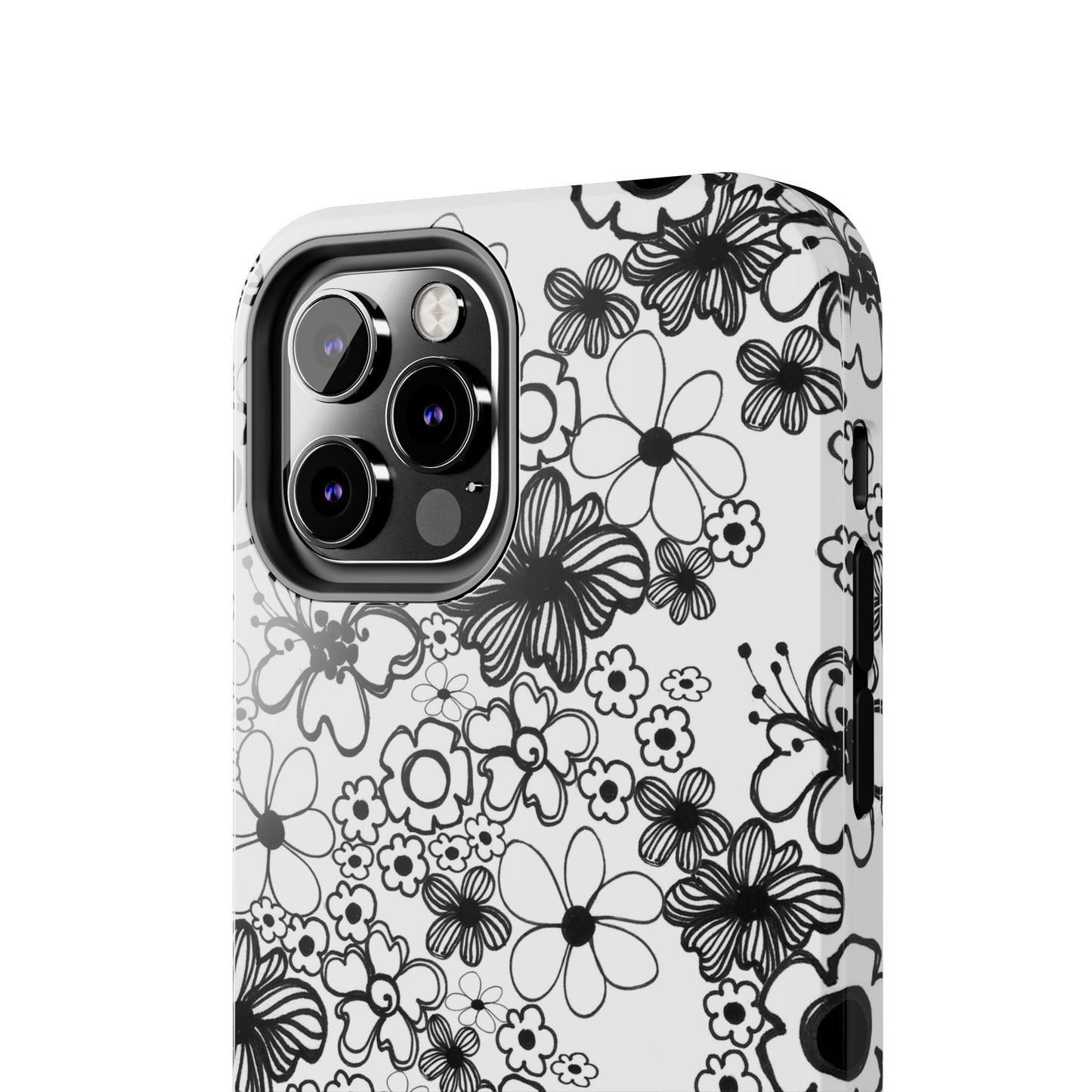White and Black Flowers Phone Case