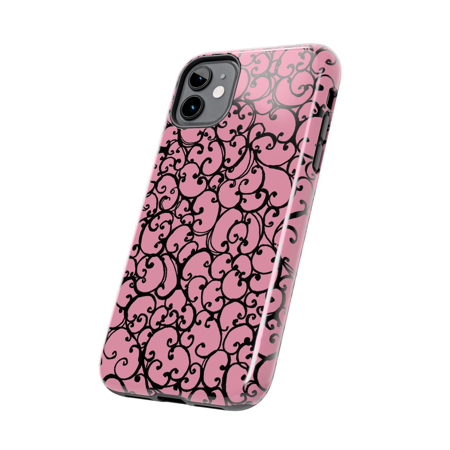 Scrollie Pink / Black Phone Case