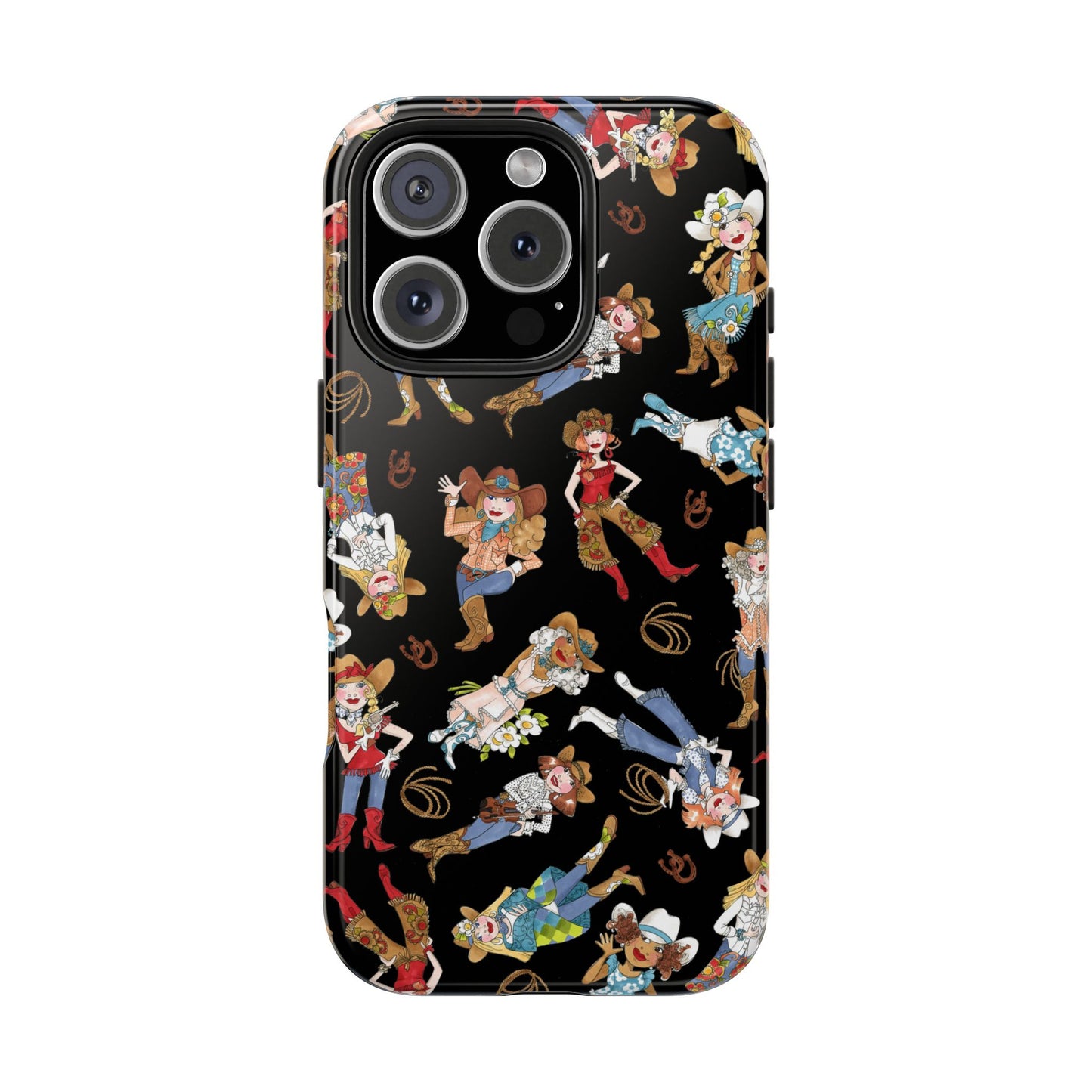 Tossed Cowgirls Black Phone Case