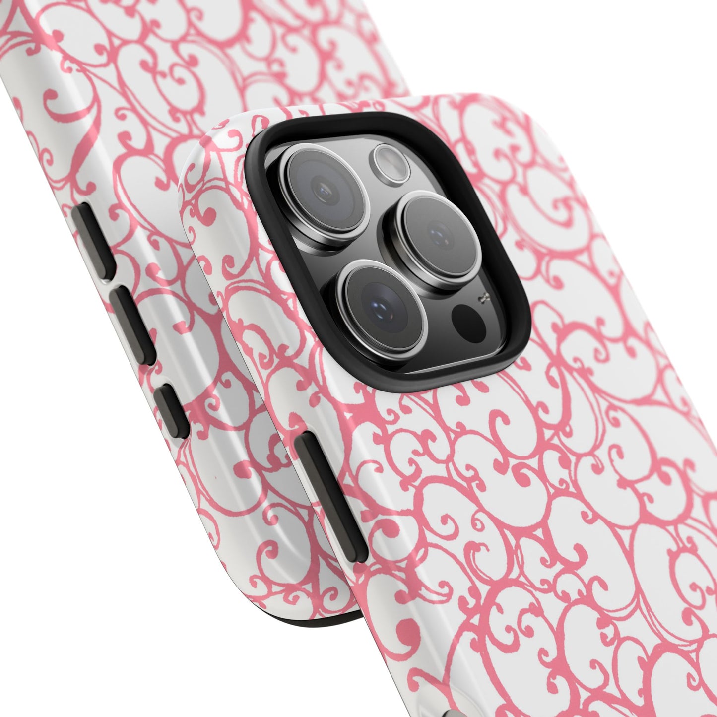 Scrollie White / Pink Phone Case