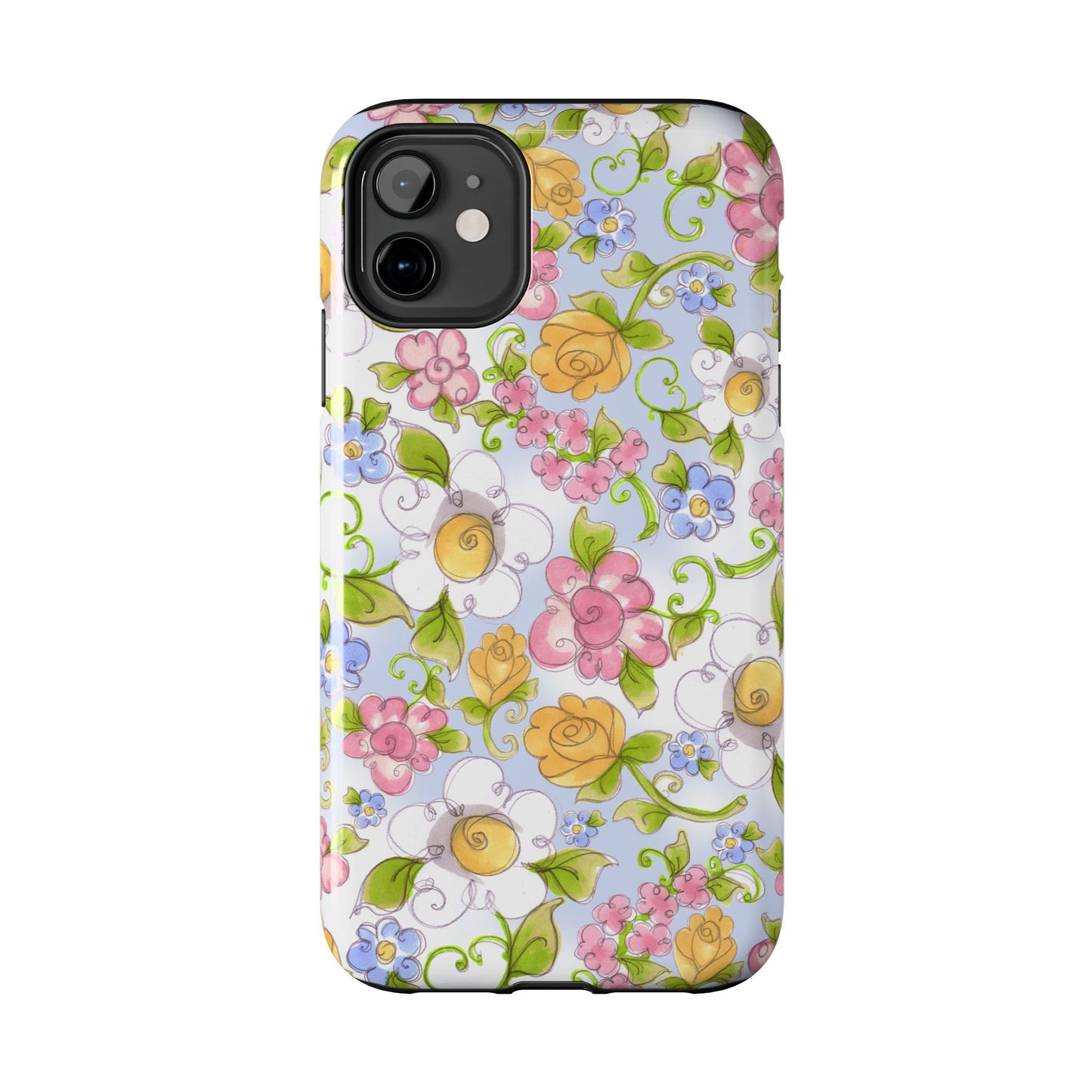 Flower Frolic Blue Phone Case