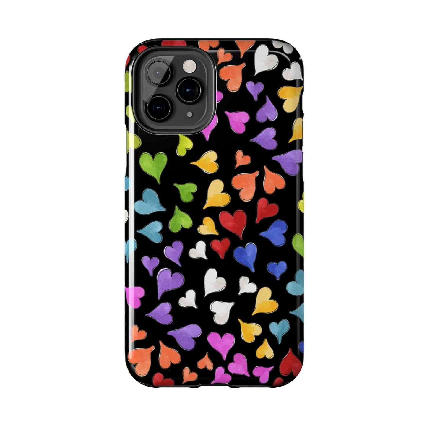Happy Hearts Black Phone Case