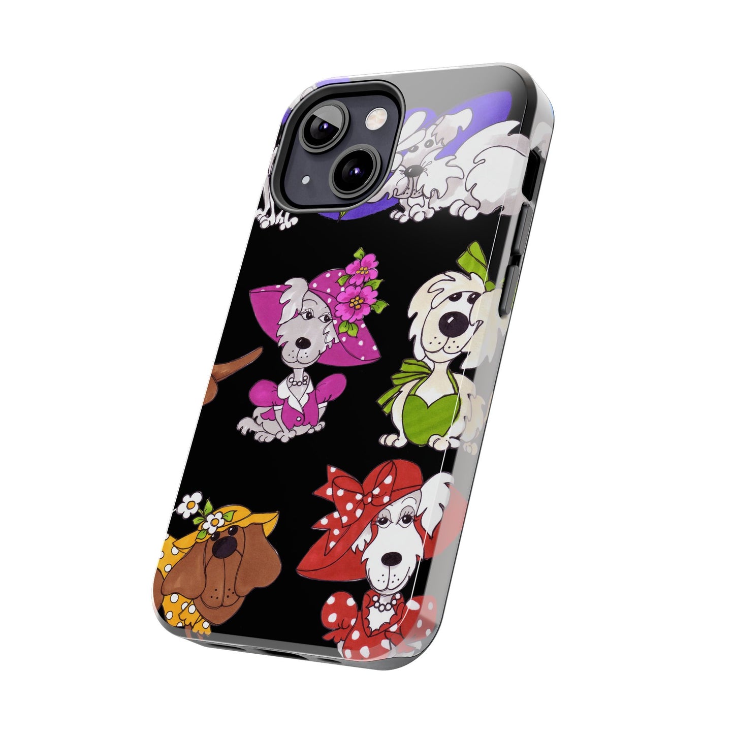 Fancy Dog Line Up Black Phone Case