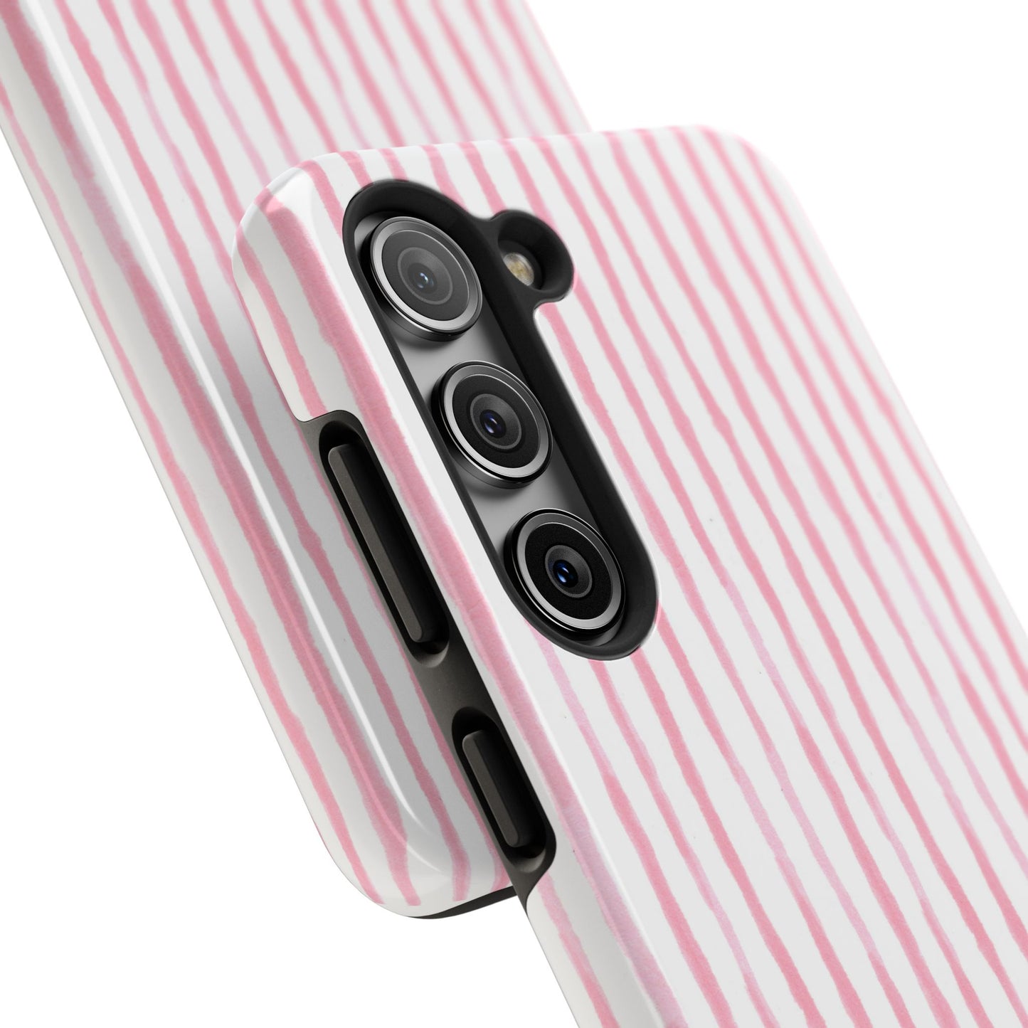 Happy Stripe White / Pink Phone Case
