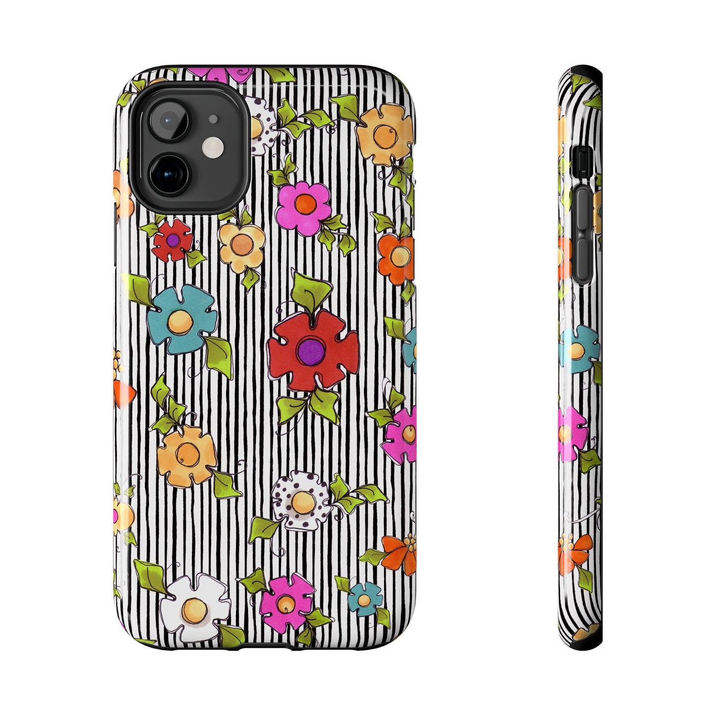 Dog Blooms White / Black Phone Case