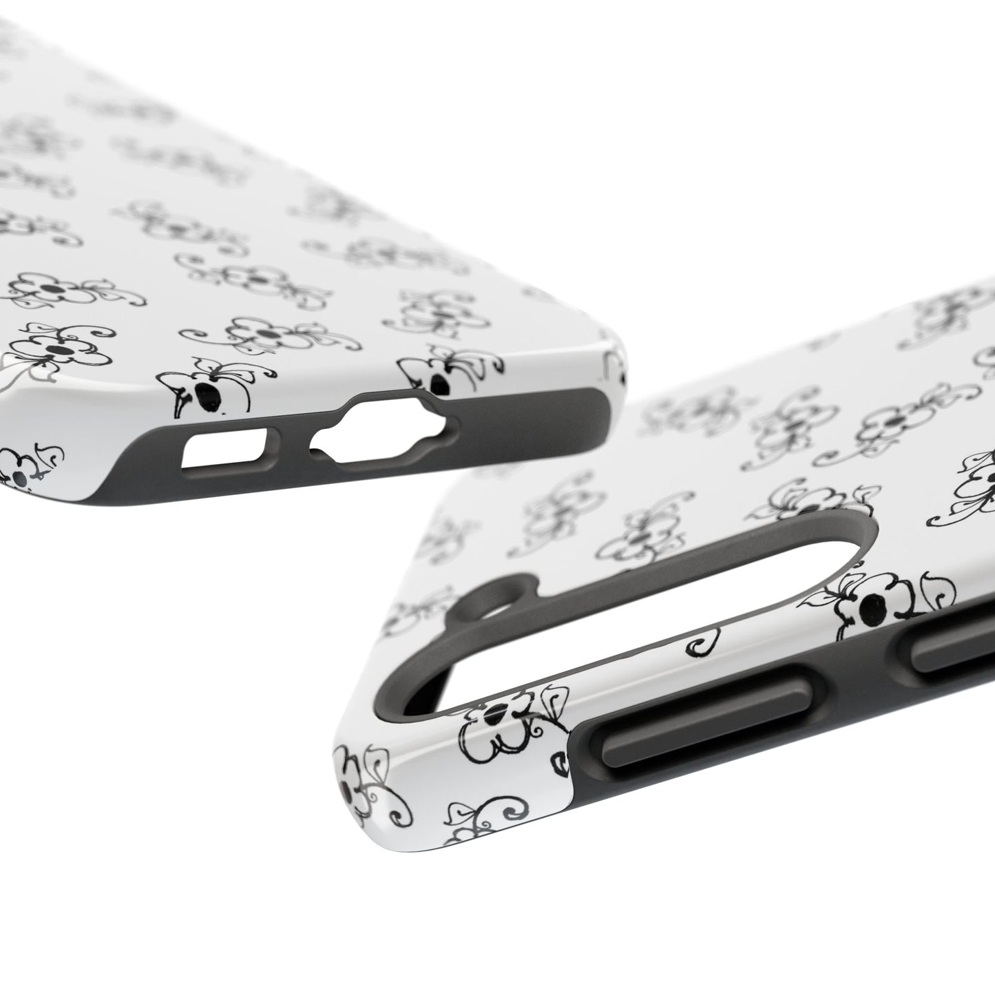 Daisy Scroll White / Black Phone Case