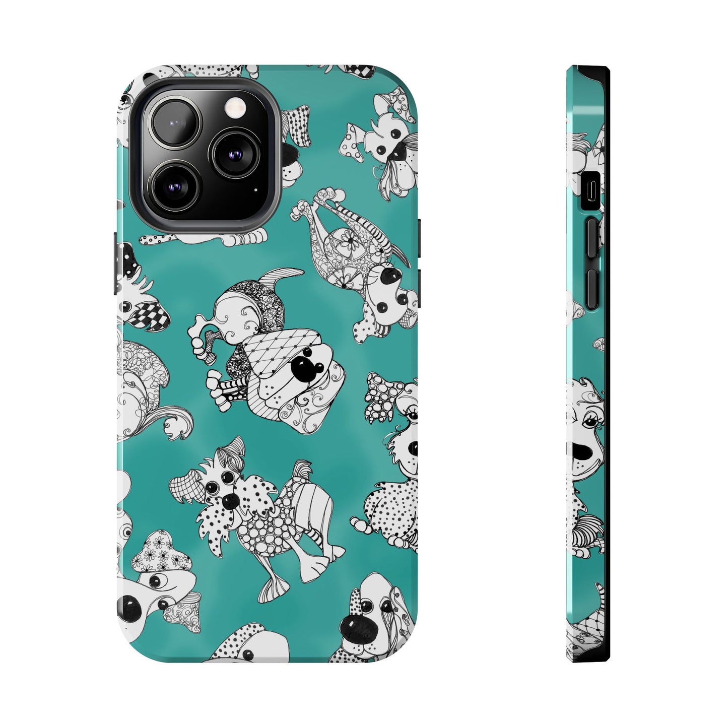 Doodle Dogs Turquoise Phone Case