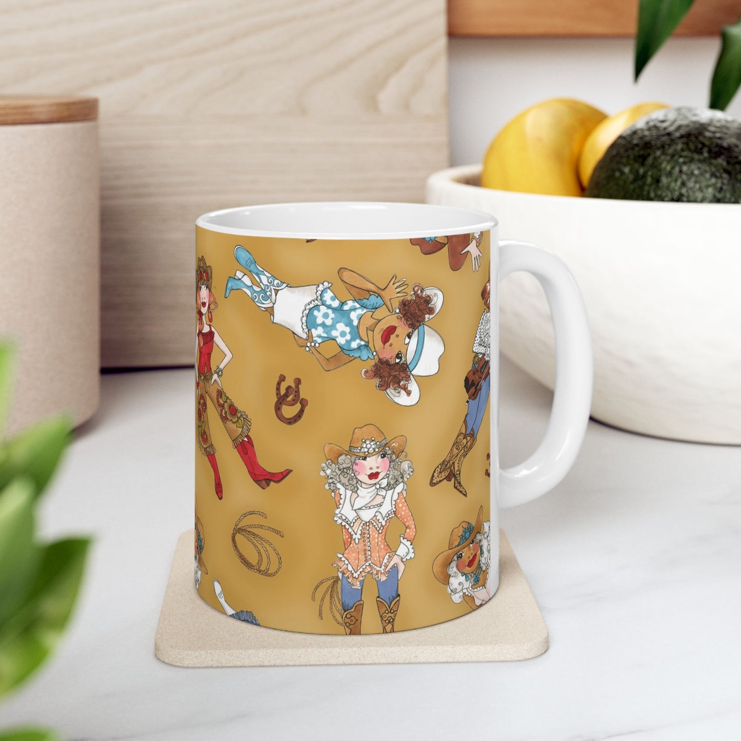 Tossed Cowgirls Tan Cup