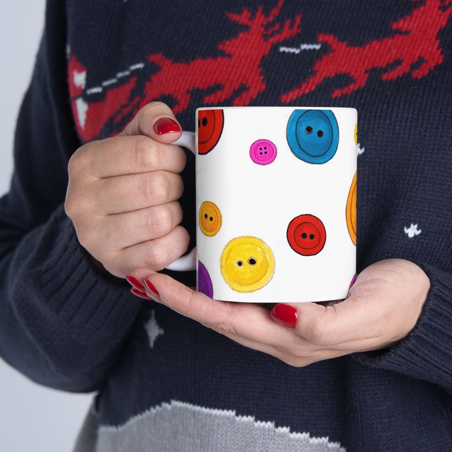 Button Dots White Cup