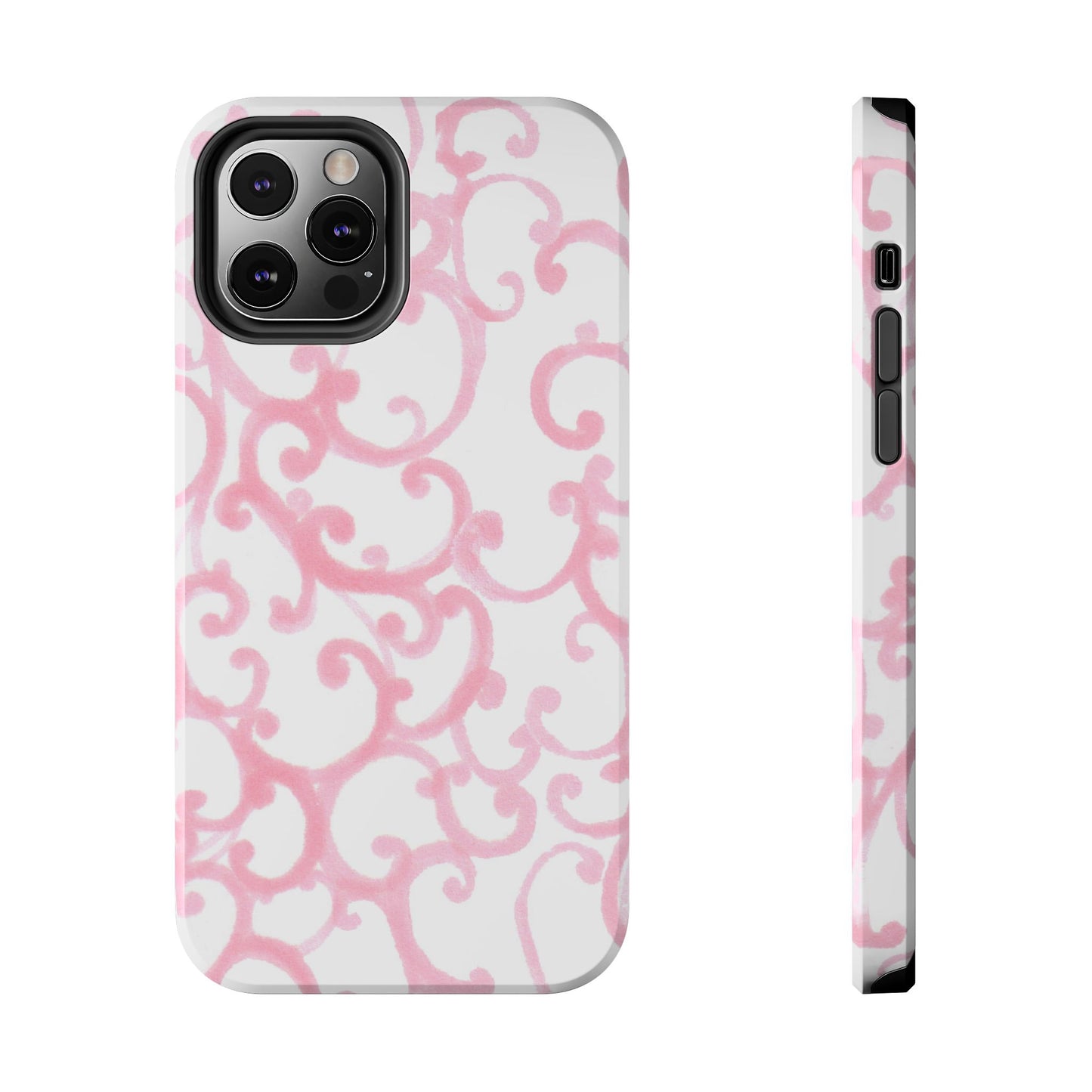 Scrollie White / Pink Phone Case